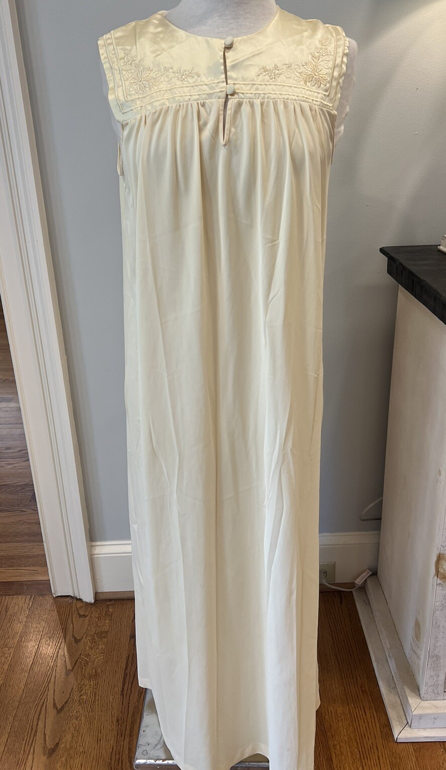 Vintage Sears Butter Yellow Peignoir Set Long Gown & Robe Lingerie Set S/M 36/38