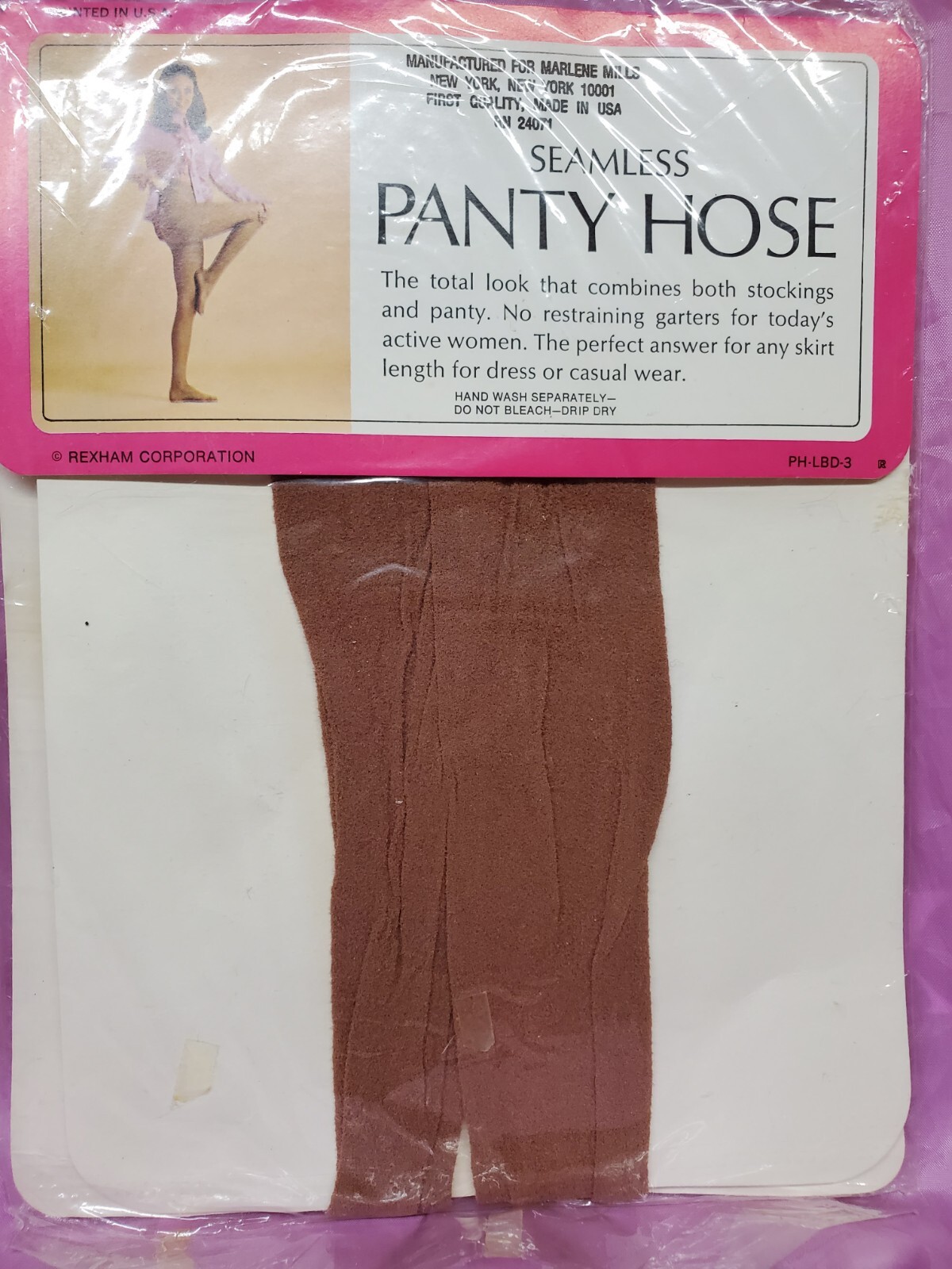 Vintage Lady Linda Nylon Seamless Panty Hose One Size 100-160 Lbs 1960s