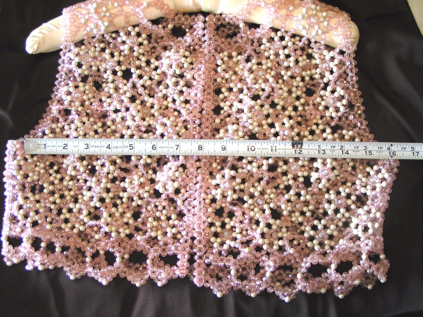 Rare Pearl Pink & White Beaded Vest Topper Party Top Vest Size Small Orig. Owner