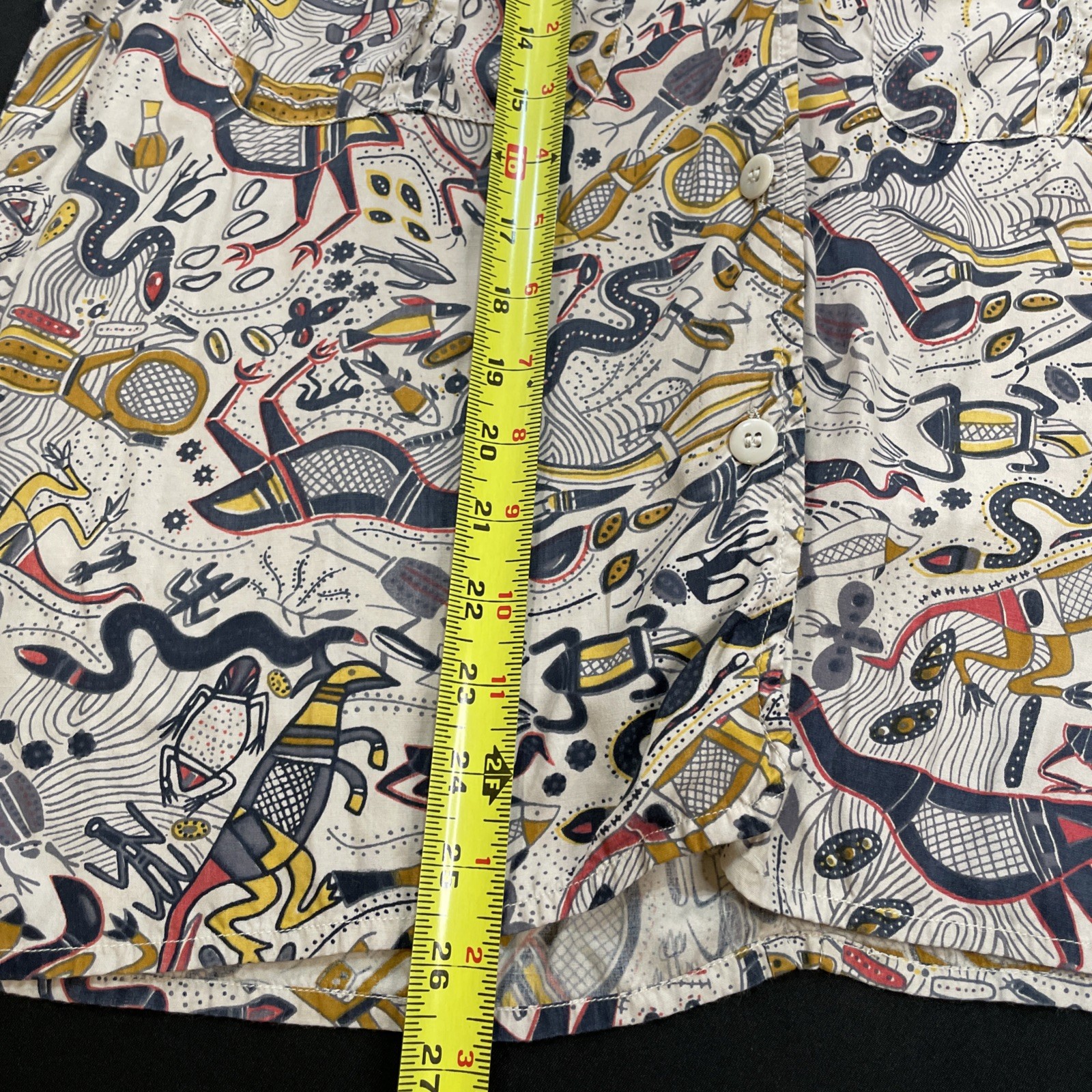French Connection Graphic Print Button-Up Shirt Size Small Vintage
