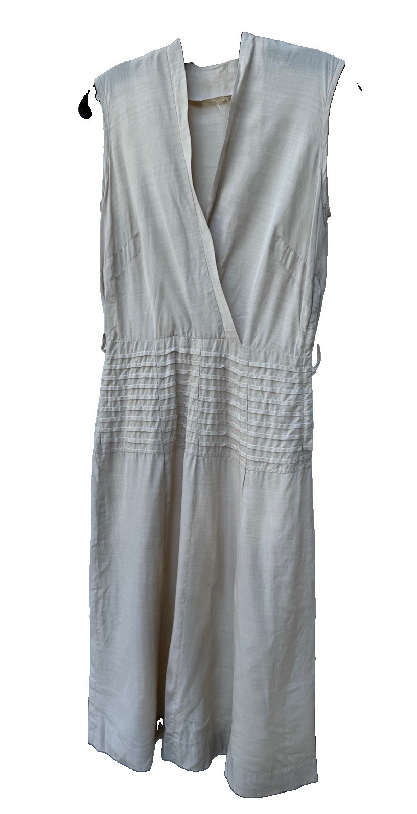 Vintage 1940’s Cream Silk Day Dress Pintuck Waist Midi Classic Elegance 6