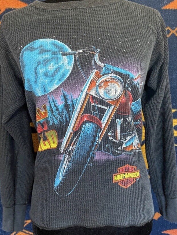 Vintage 1992 Harley Davidson Call Of The Wild Thermal Shirt! Cotton. USA.