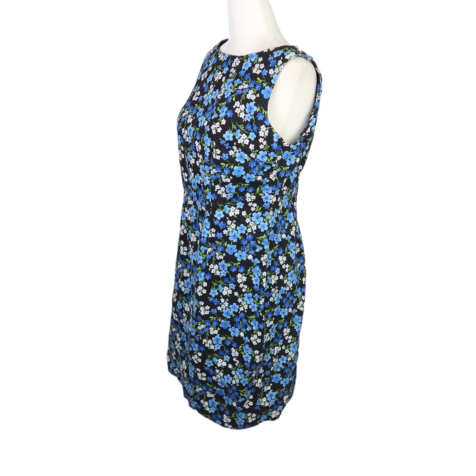 Vintage 90s CDC black and blue floral print mini dress 10