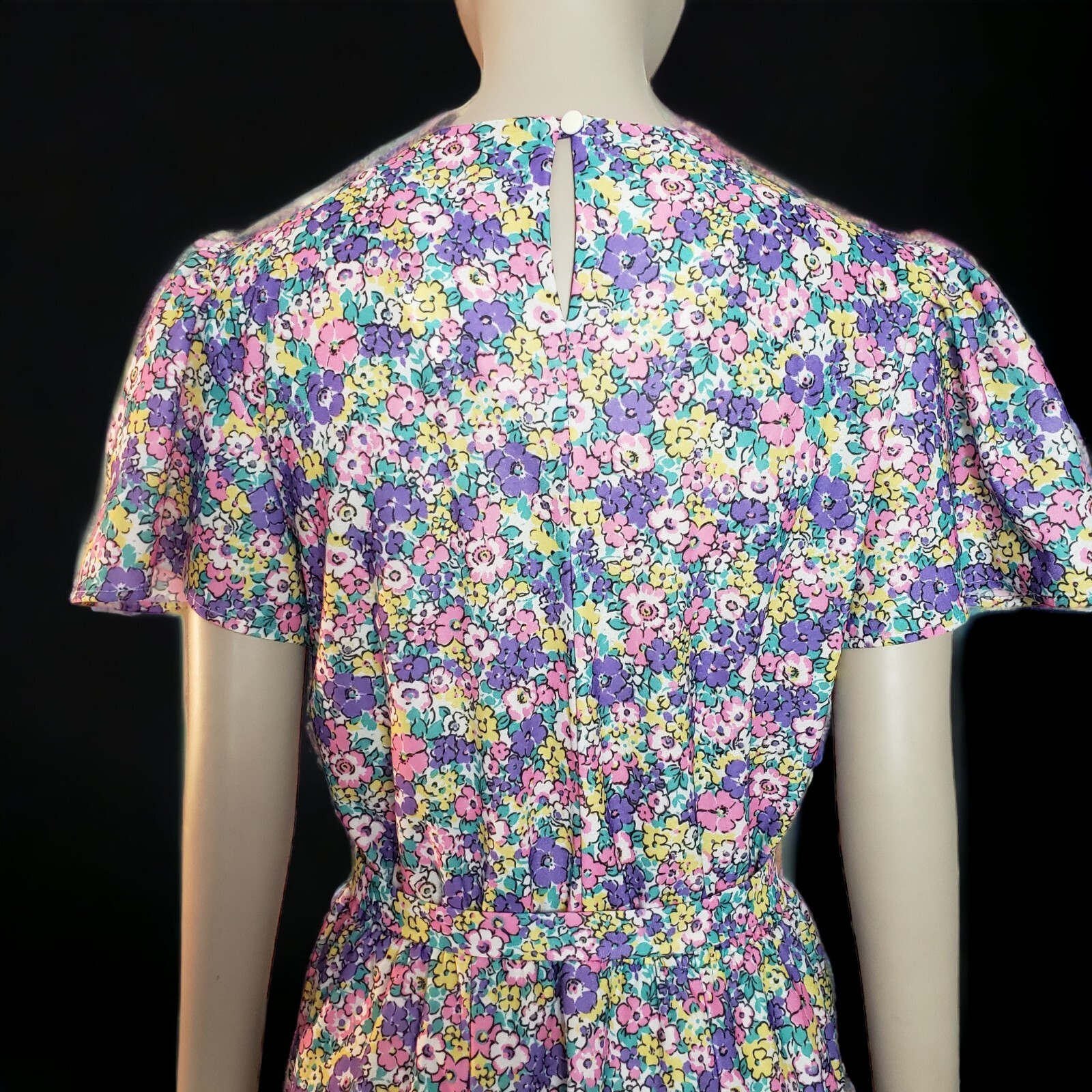 Vintage Avon Fashion Ditsy Floral Dress Peter Pan Collar Midi 11/12 Fits Like 8