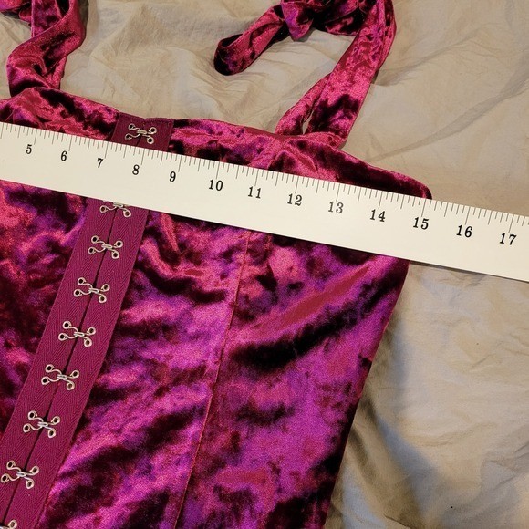 Forever 21 Magenta Velvet knit mini body con Dress Women SZ M whimsy Goth club