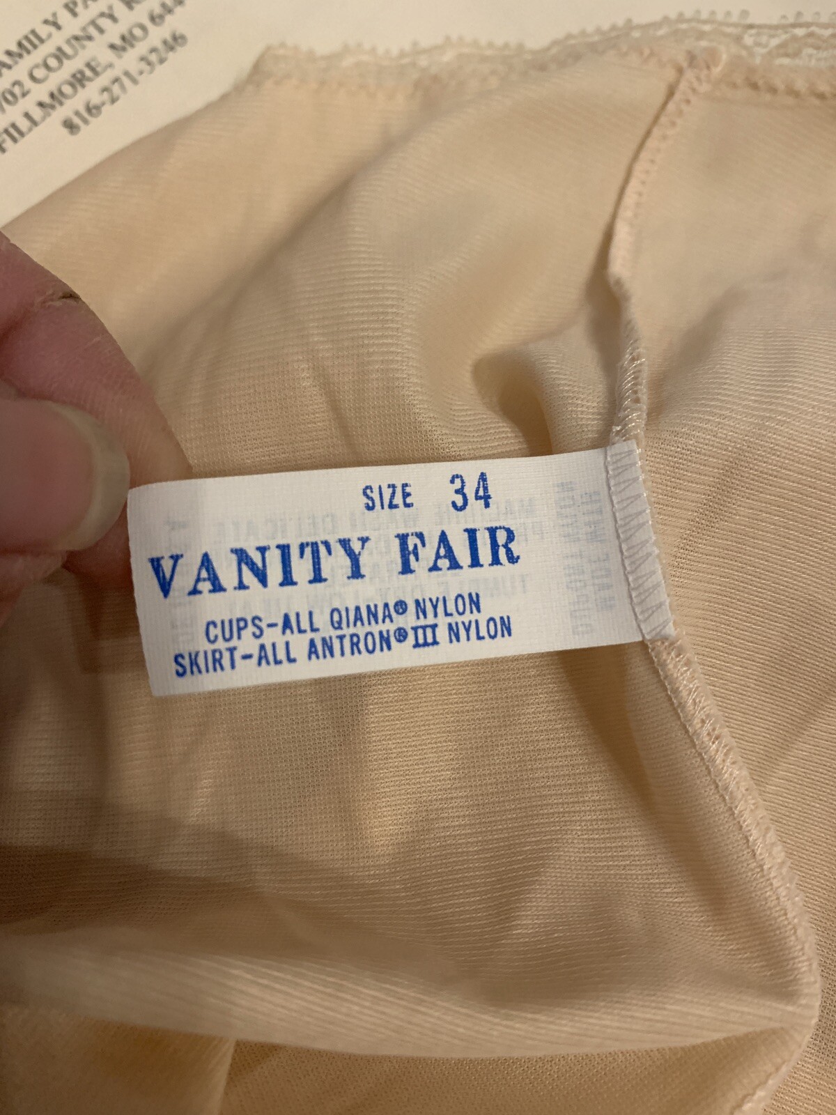 1980’s Vanity Fair Tricot Nylon Nude Full Slip Siez 34 Made USA New