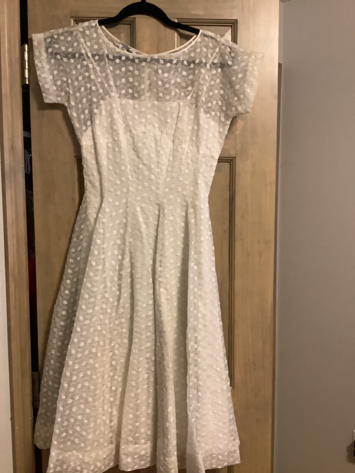 VTG 60s Henley Jr. Women’s White Summer Dress Short Cap sleeve extra small waist