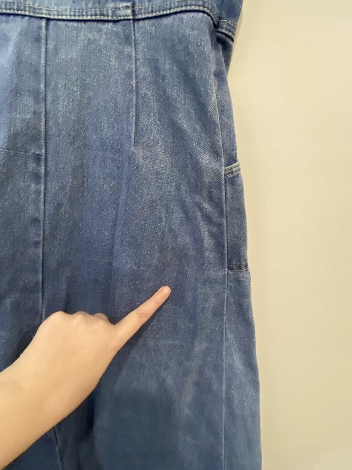 Vintage 70s/80s Kumar Bros Denim Jumper Overalls Dress Midi Rigid Denim Rare