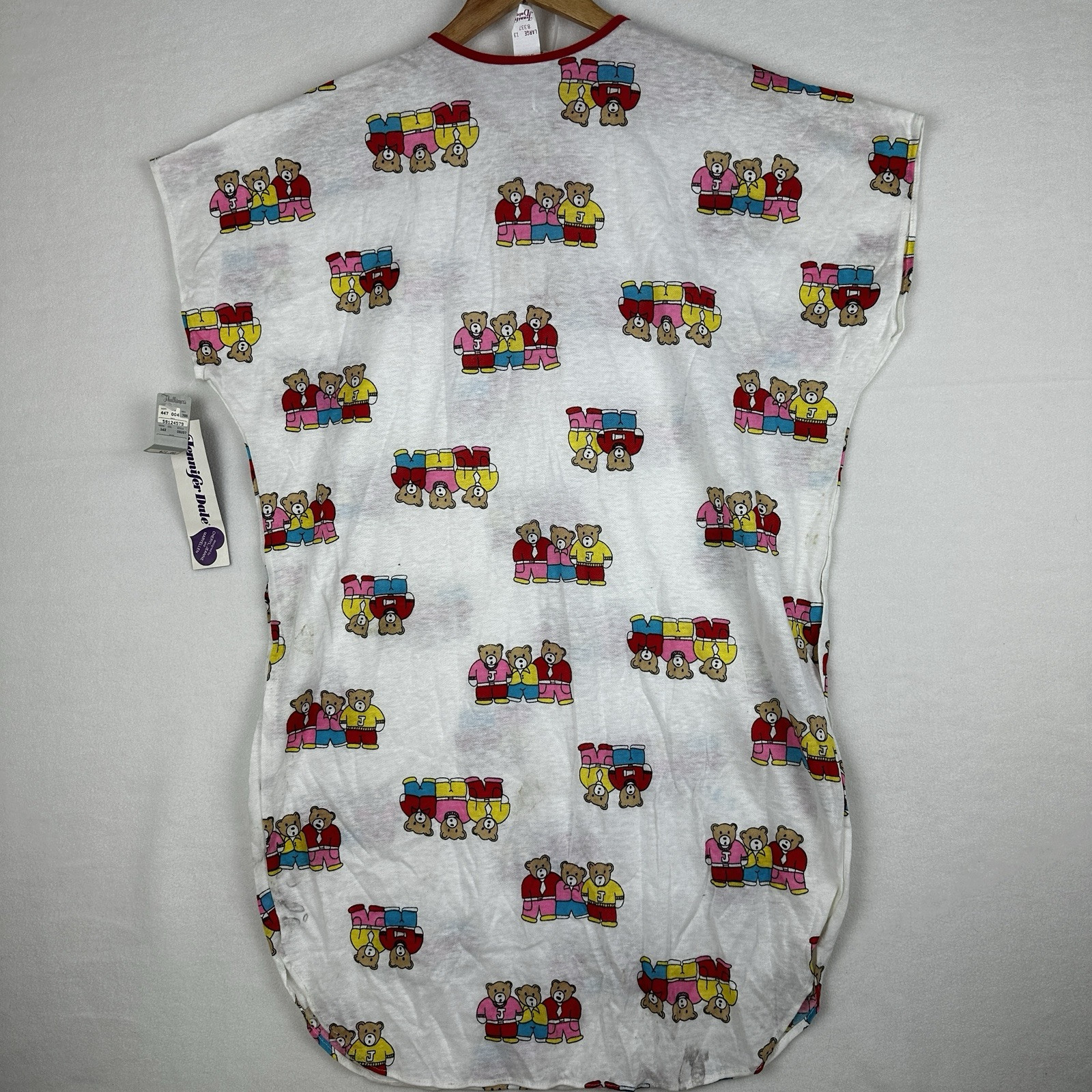 Vintage Women’s Large Nightgown Jennifer Dale Teddy Bear Short Sleeve Union Made