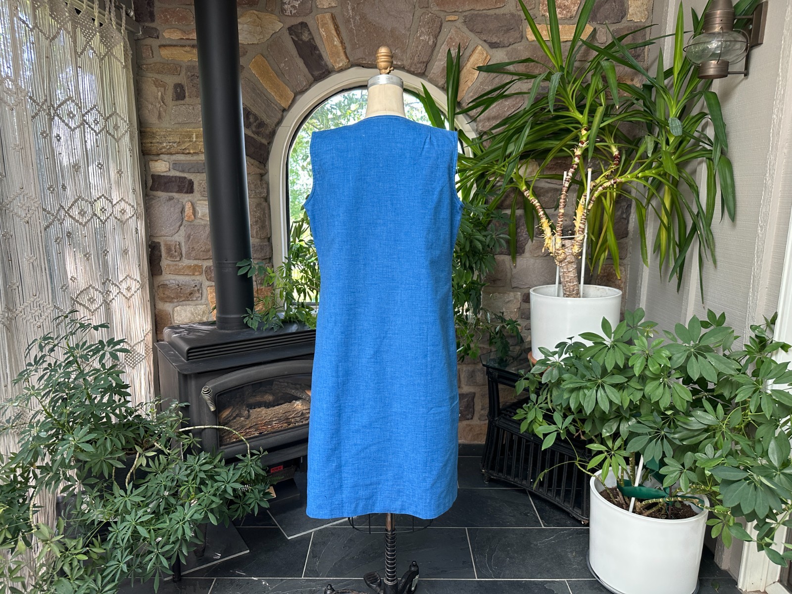 Vintage 1960s Blue Button Front Casual Dress with Pockets Johnny Appleseed’s