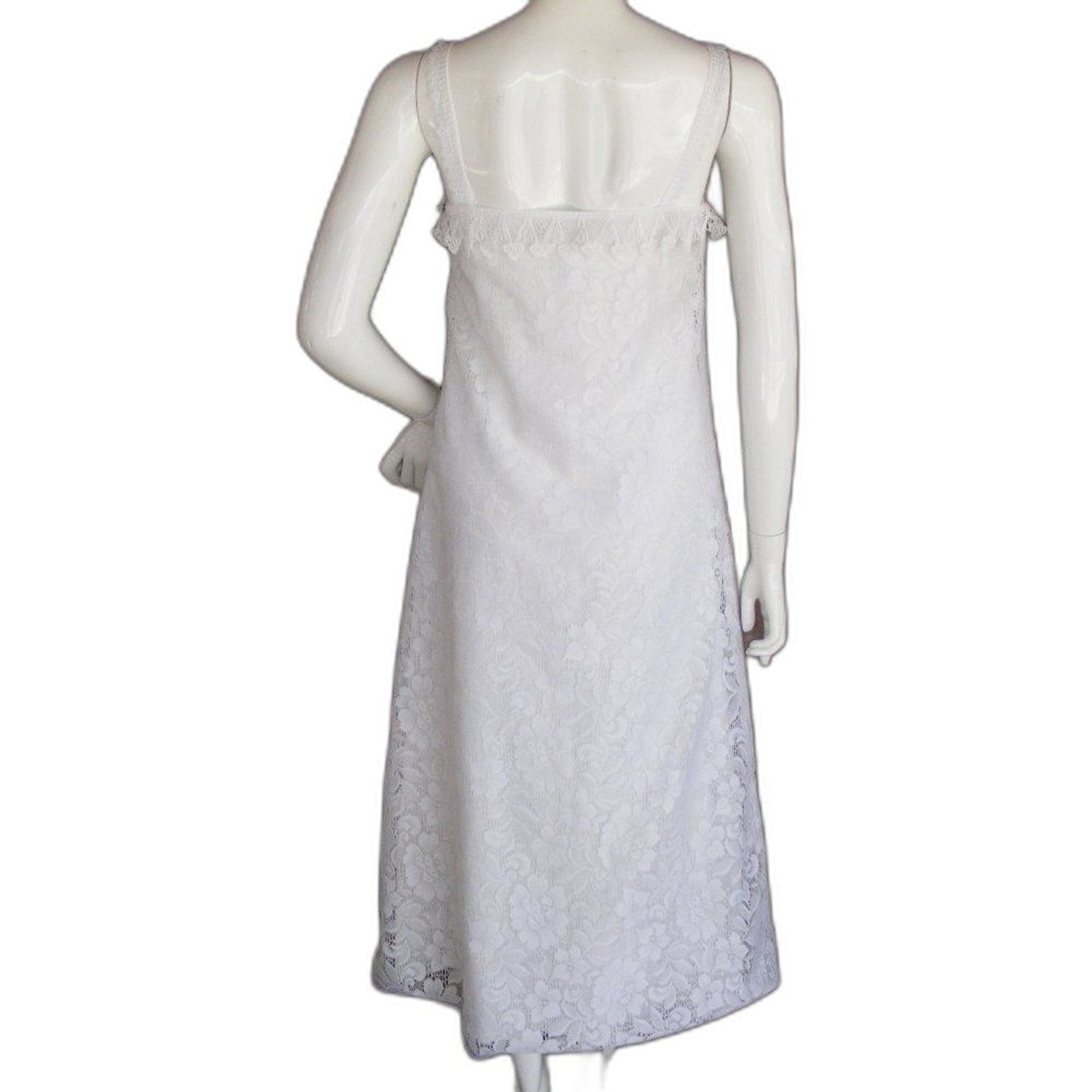 JESSICA MCCLINTOCK Dress, XS/S, White Lace, Maxi, Spaghetti Straps, Vintage