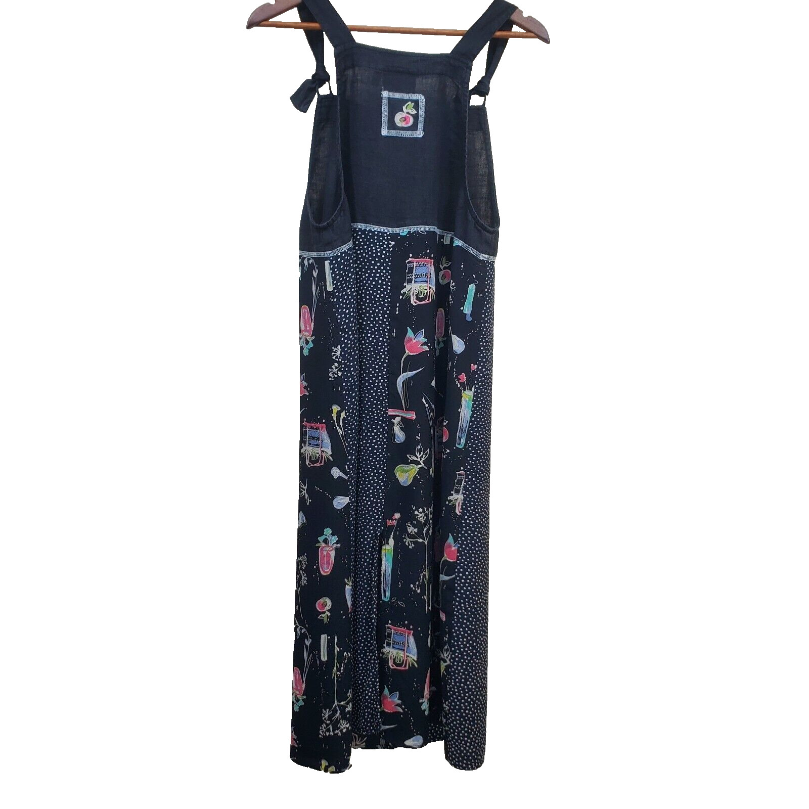 Vintage Carol Anderson Linen Overall Dress Party Bohemian Women’s Small Petite