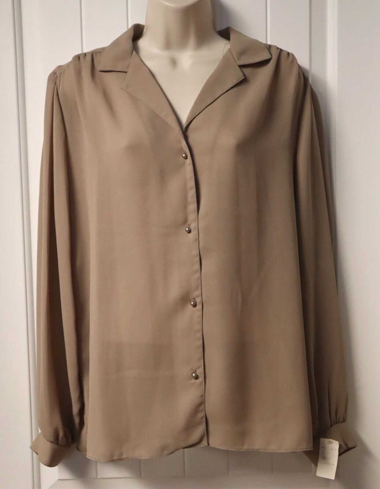 Vintage 60s 70s LA MELA COLLECTIBLES brown blouse size XL/2XL (NWT) check measur