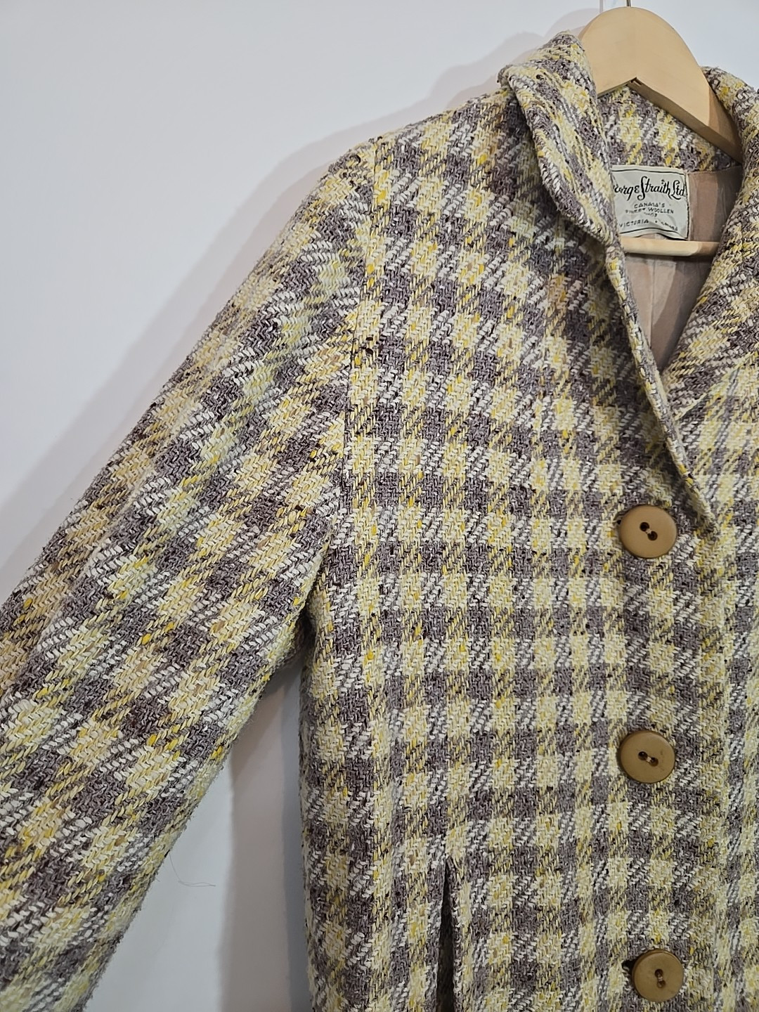 George Straith Ltd Vintage 60s Plaid Woolen Scottish Tweed Dress Coat Size S/M