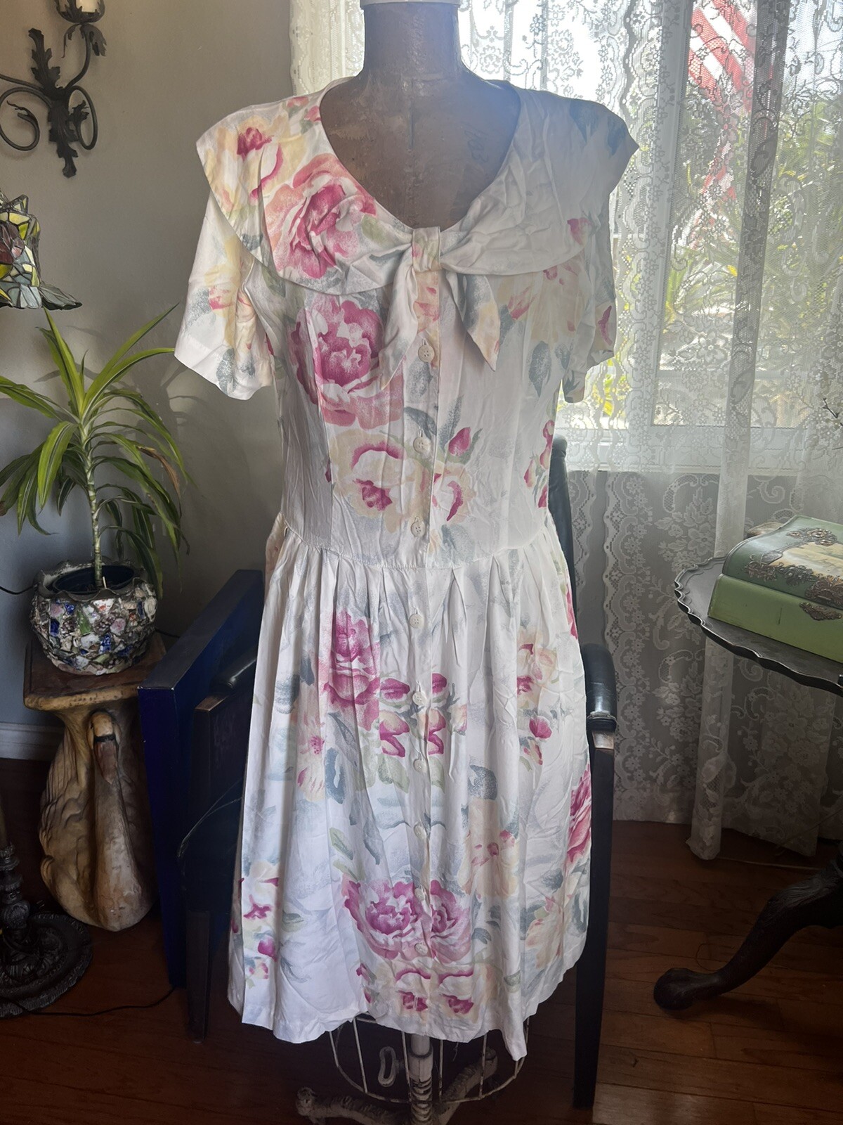 Vintage Carol Anderson Petite Floral Pattern Dress Size M Cottage Core Lolita