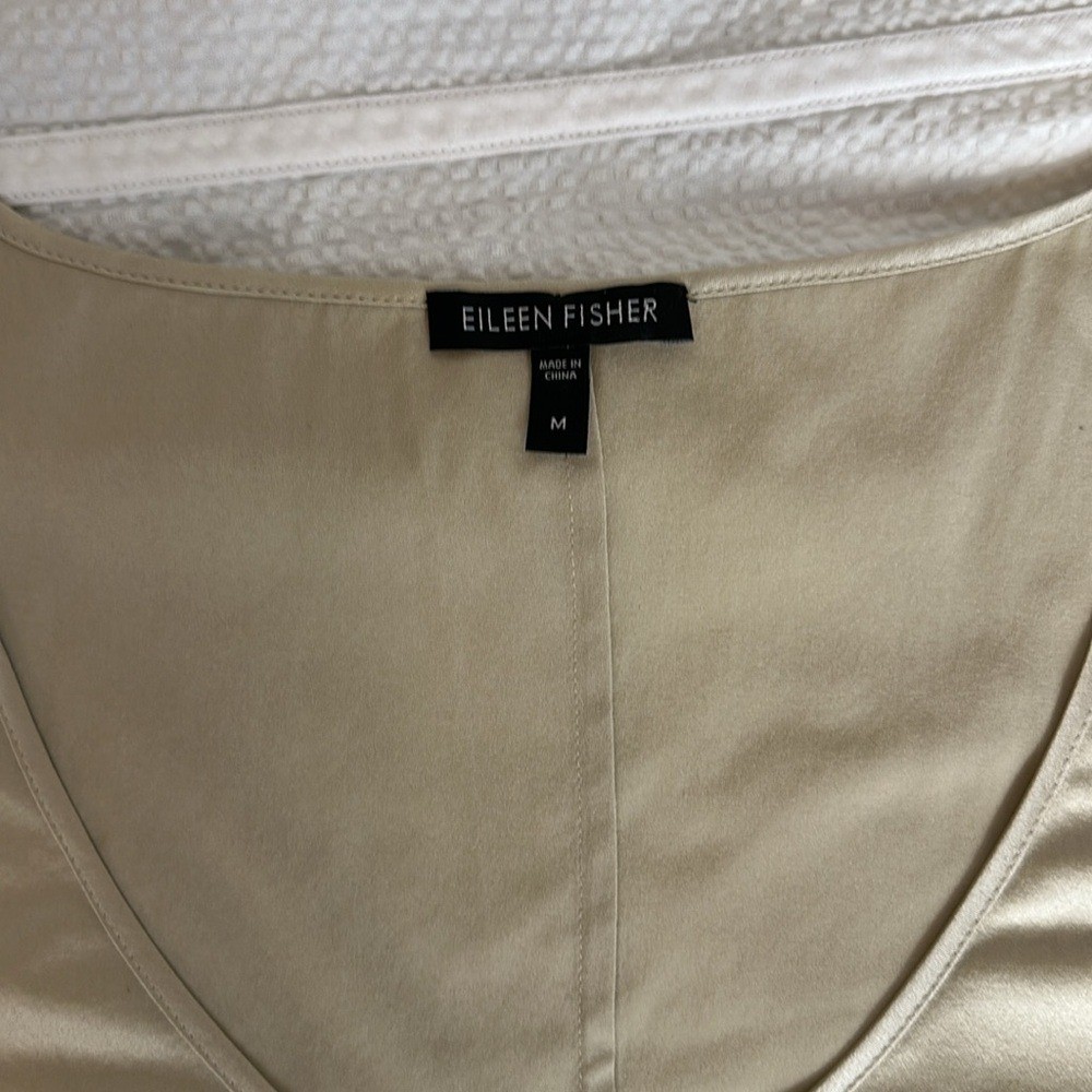 Eileen fisher stretch silk gold cami/tank sz M