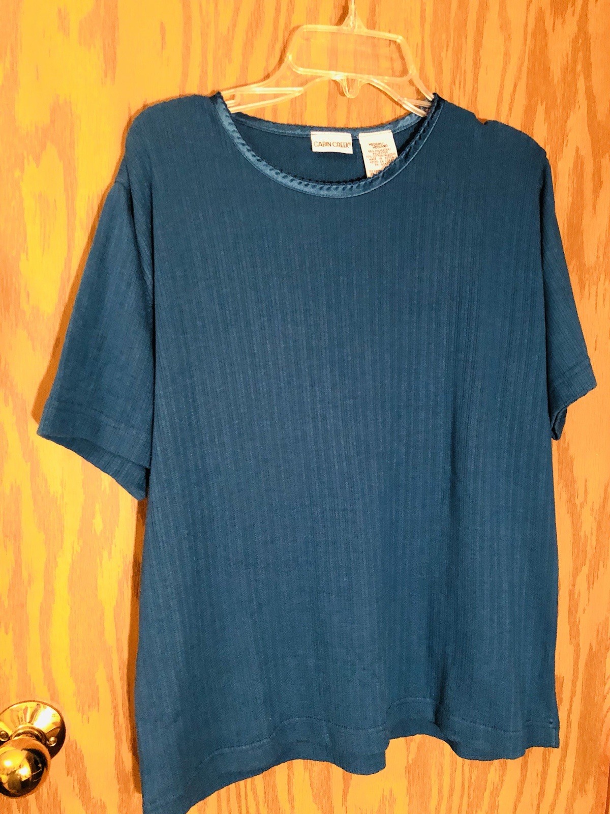 Womens Size M Short Sleeve Poly/Cotton 25 Long 27 Chest Cabin Creek Top 1980s