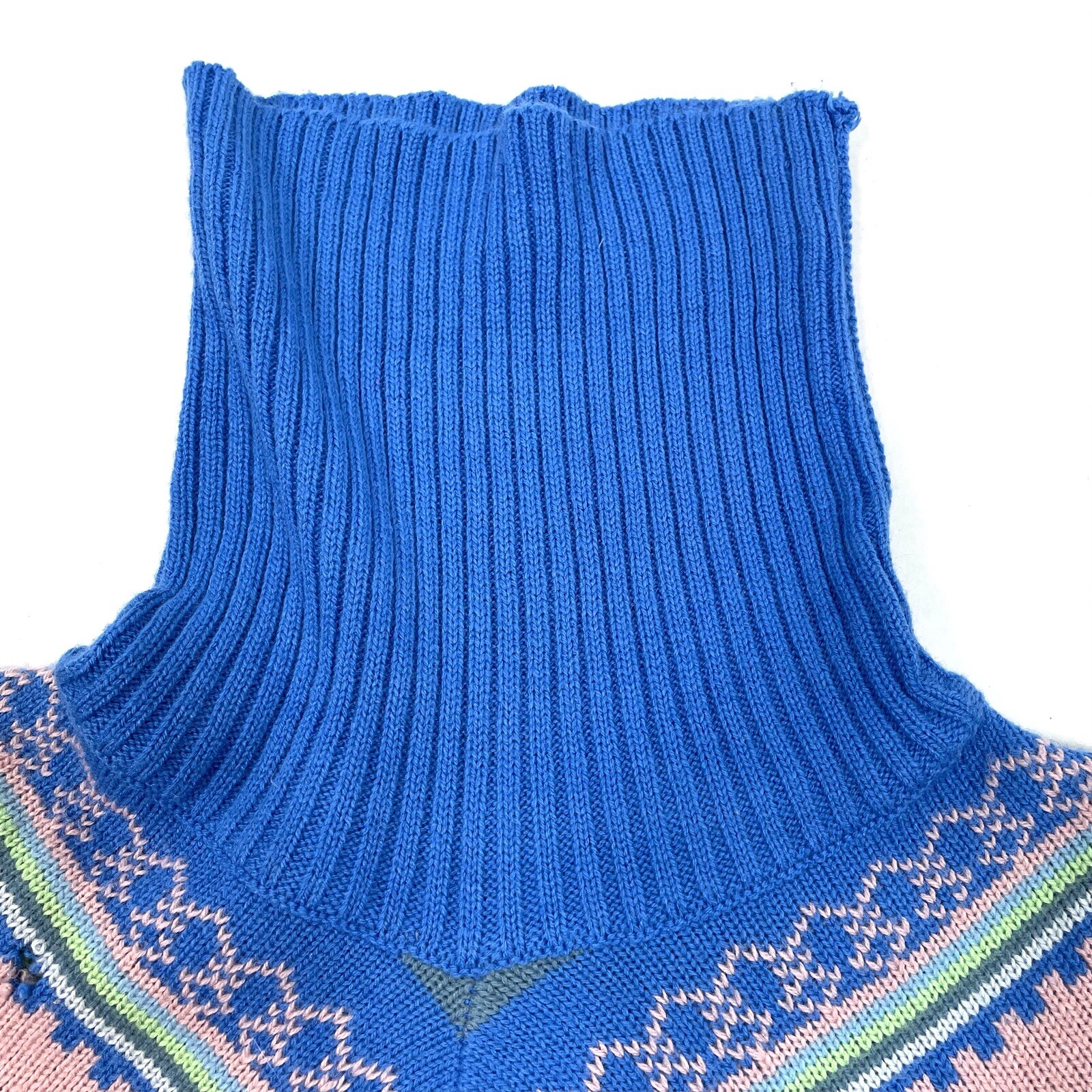 Vintage 70s Currants By Jeri Jo Acrylic Chevron Turtleneck Sweater Size XS