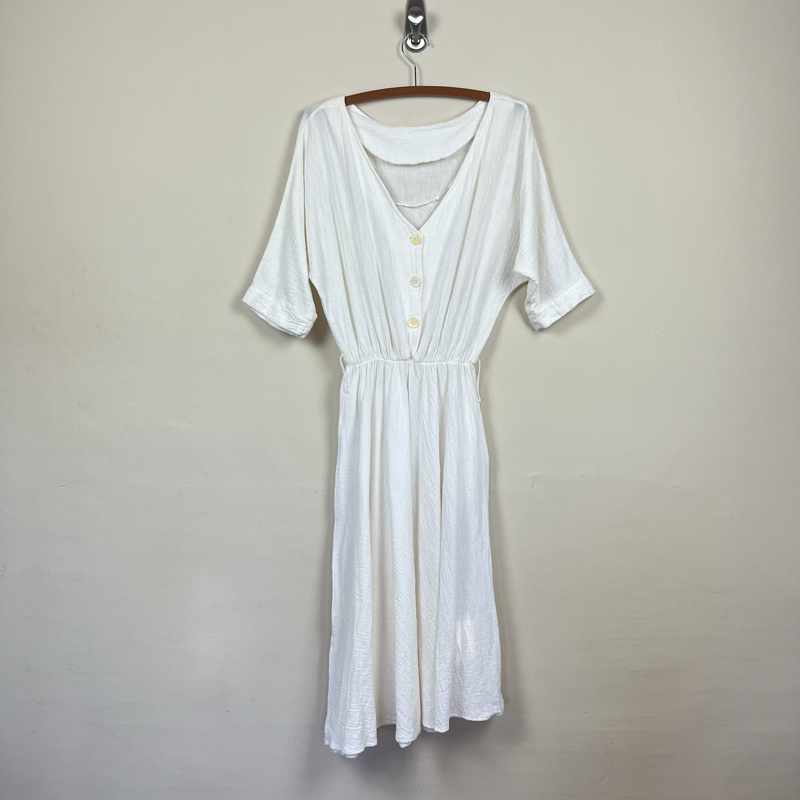 Vtg 70s Cotton Gauze Dress Fairy Bohemian Grecian Cotton dolman Sleeve goddess