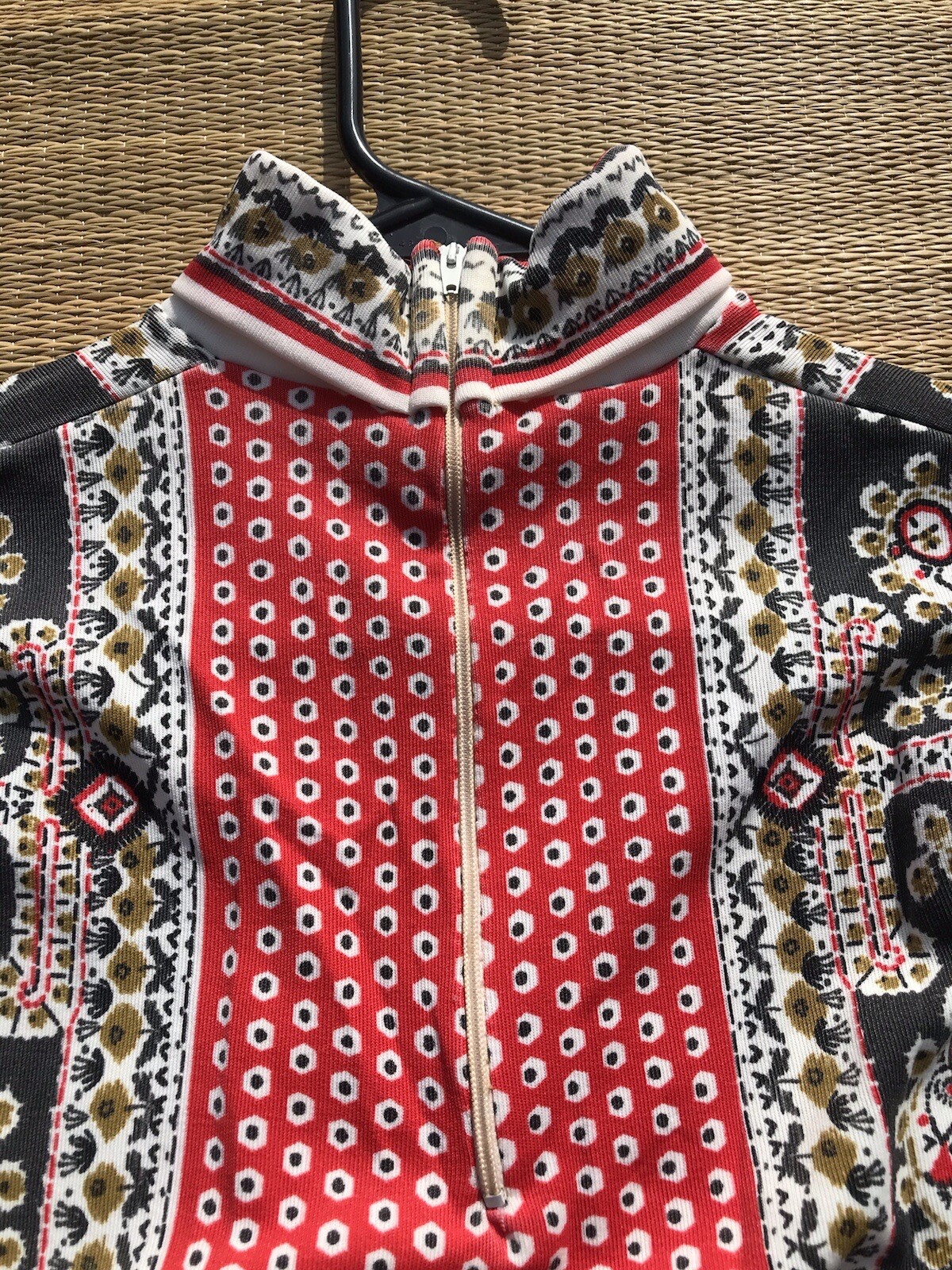 Vtg 60s 70s Aileen Mod Red Black Paisley Tunic Blouse Hippy Top M Boho Shirt