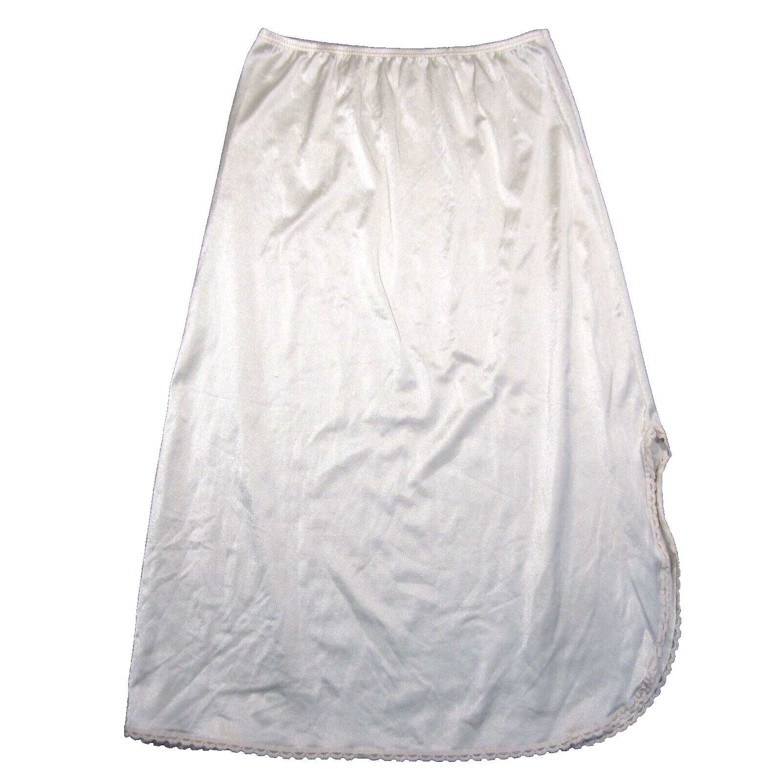 Vtg Cabernet Half Slip Womens L Cream Side Slit Lace Trim Elastic Waist 70s 80s
