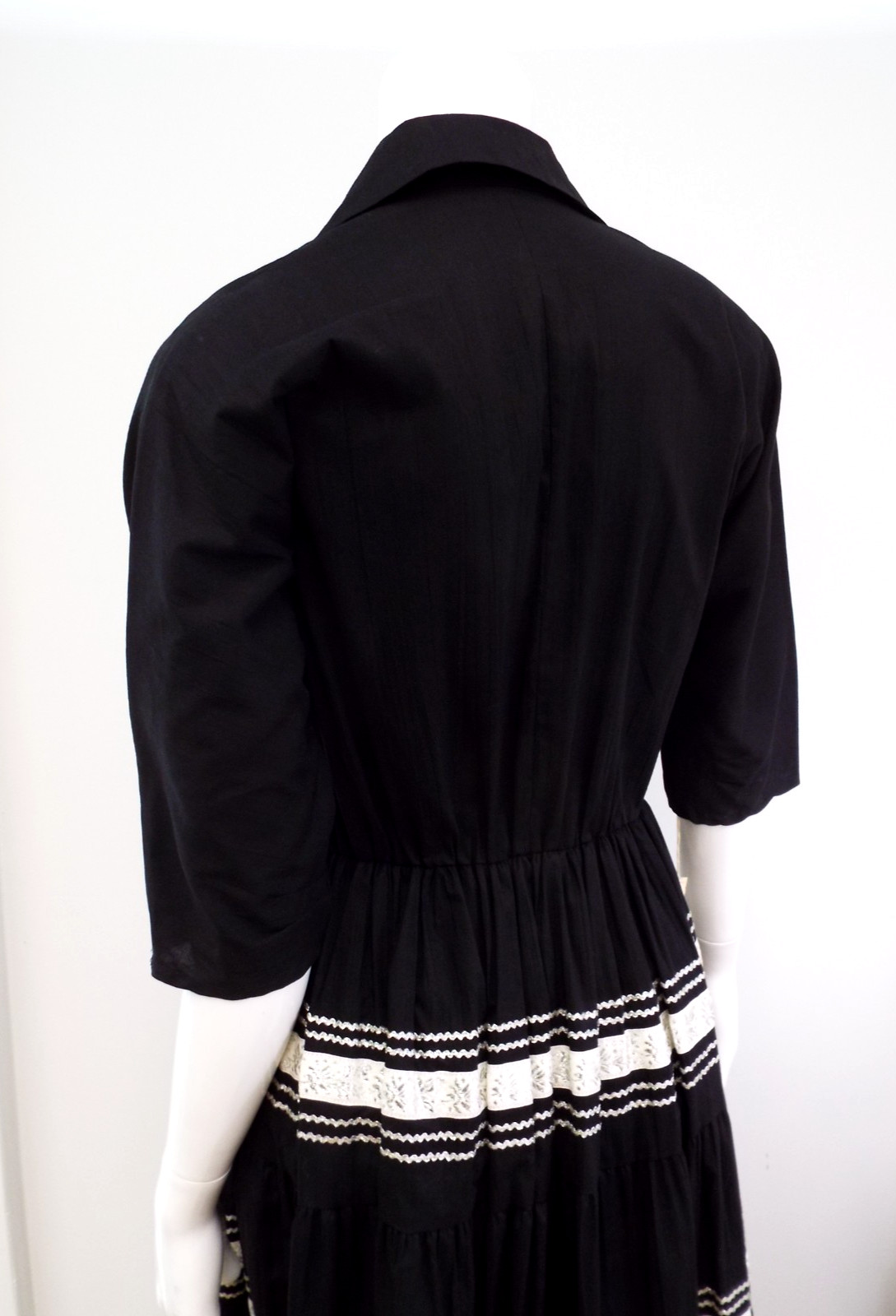 Vintage 1950s Peggy Lee Arizona Black Patio Full Circle Dress NOS Tags Silver 12