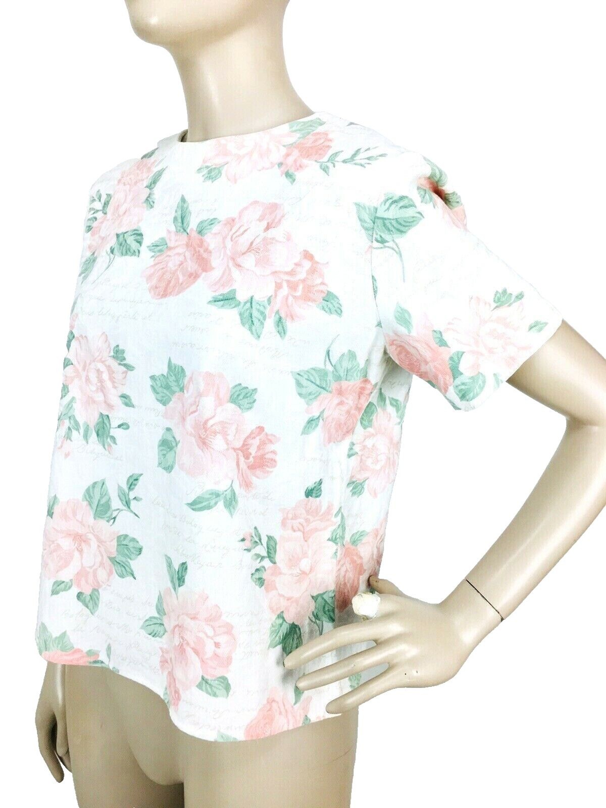 Vintage 80s Lucia French Romance Cottagecore Rose Brocade Love Notes Top
