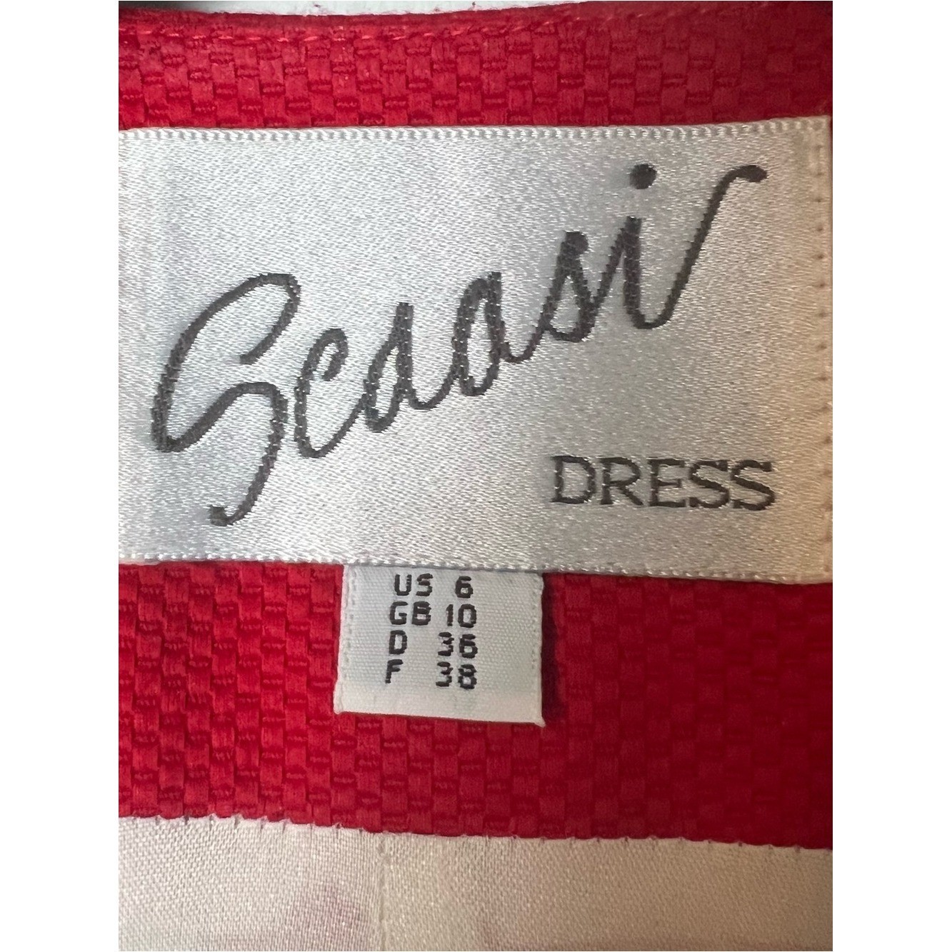 Scaasi Vintage Color-Block Dress Red Black Cream Gold Buttons 90s Sz. 6