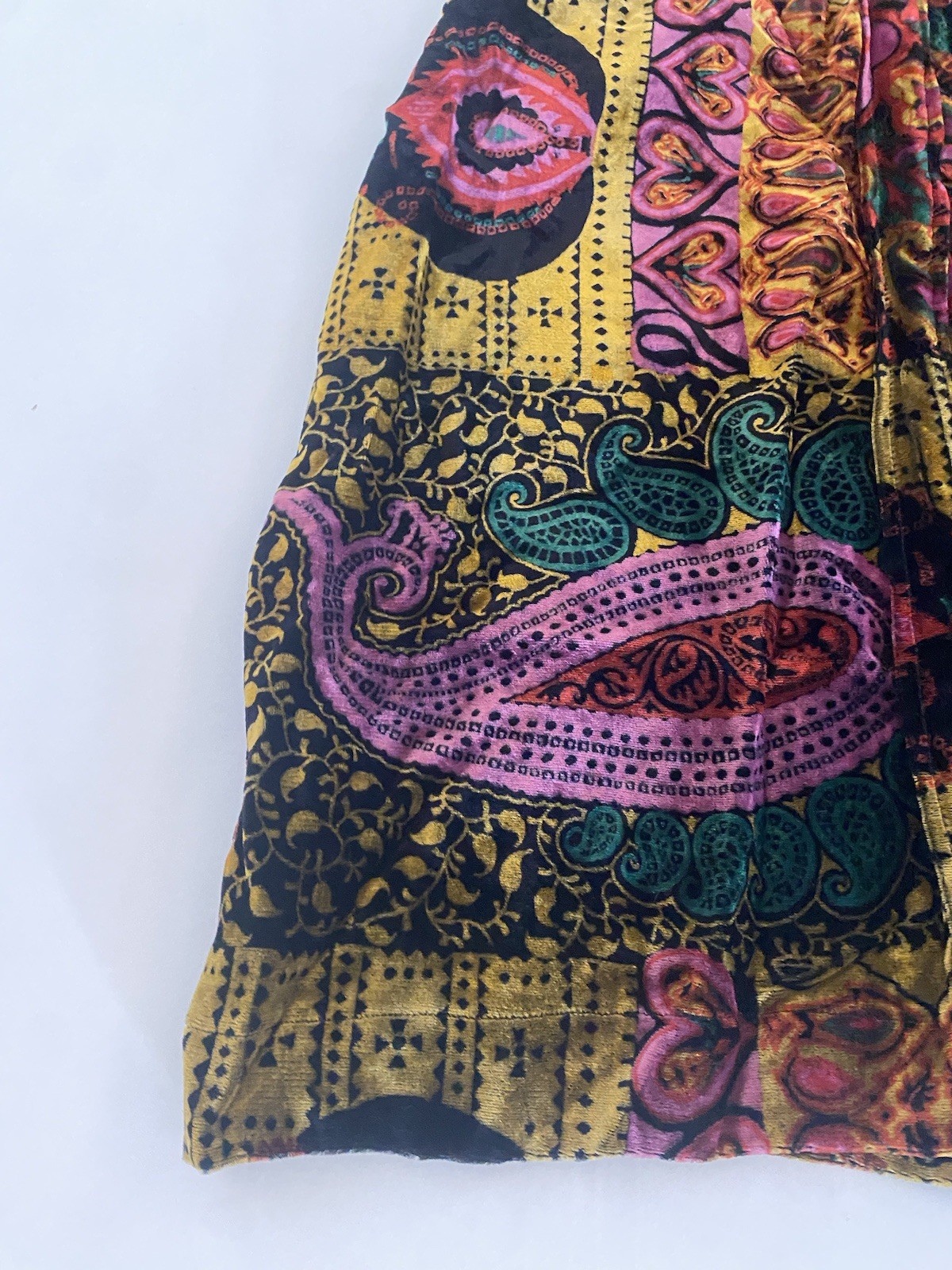 VTG 60s 70’s S VELVET Paisley Hooded VELOUR Robe Whimsigoth Dark Fairy Witch Fal