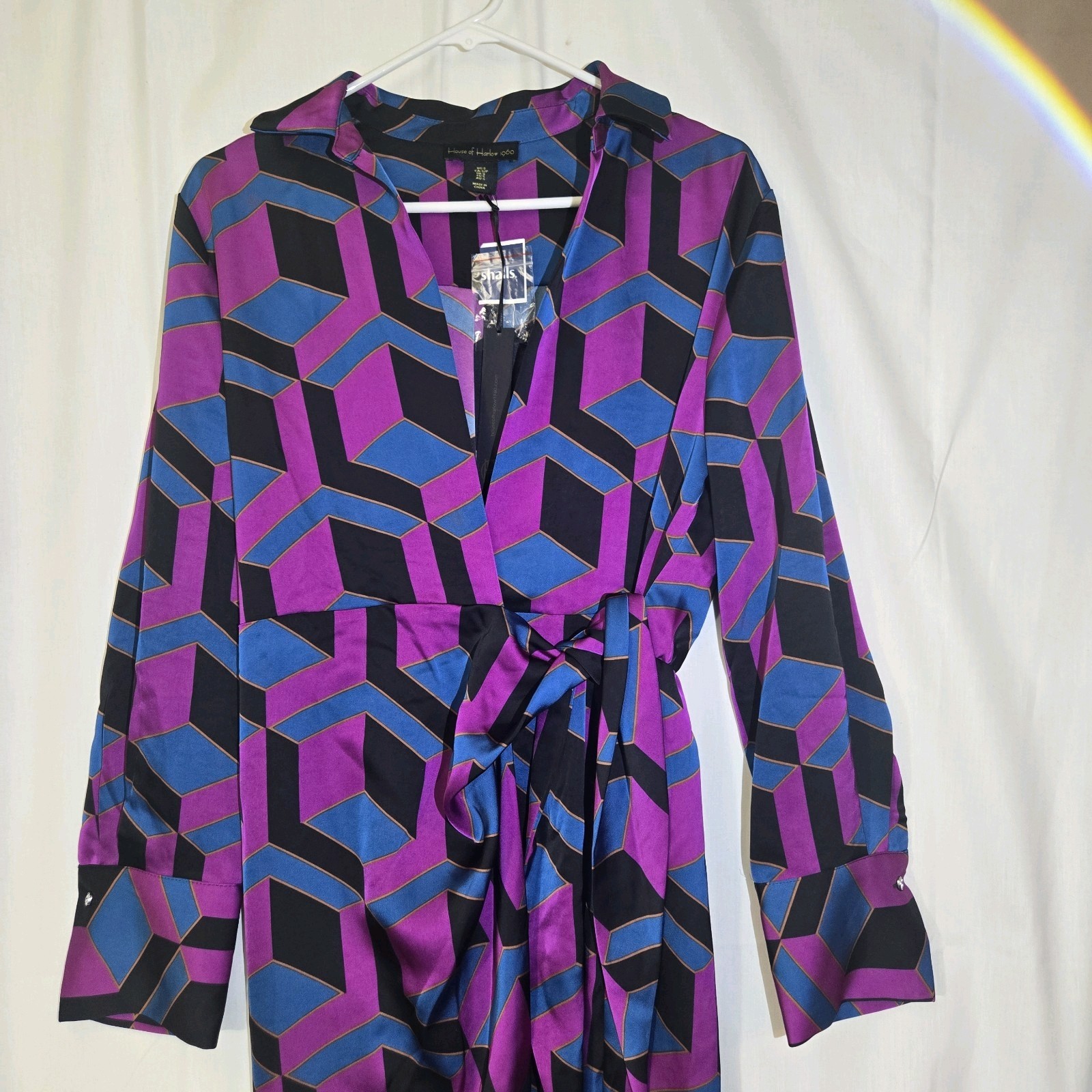 Vintage 1960s Inspired Geometric Wrap Dress By House Of Harlow 1960 Size M