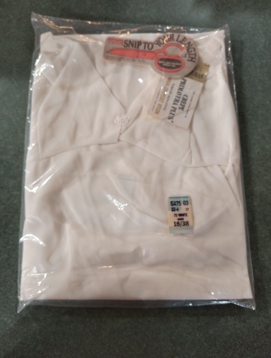 NOS Montgomery Ward 16/38 Snip To Your Length Slip Nightgown White