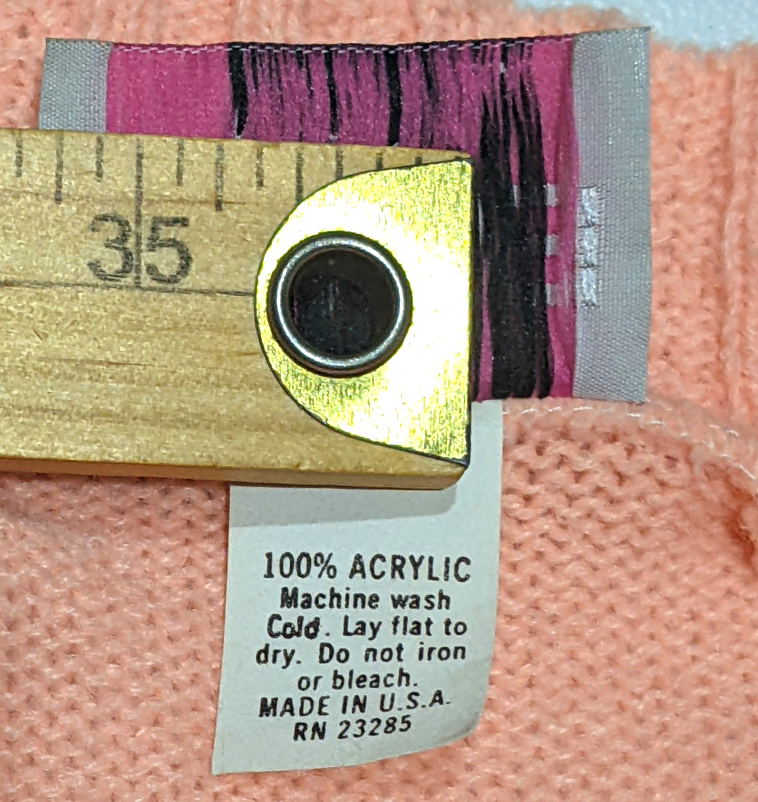 Vintage 1980s Peach Cap Sleeve Sweater Womens L Crew Neck Retro Mall Preppy USA