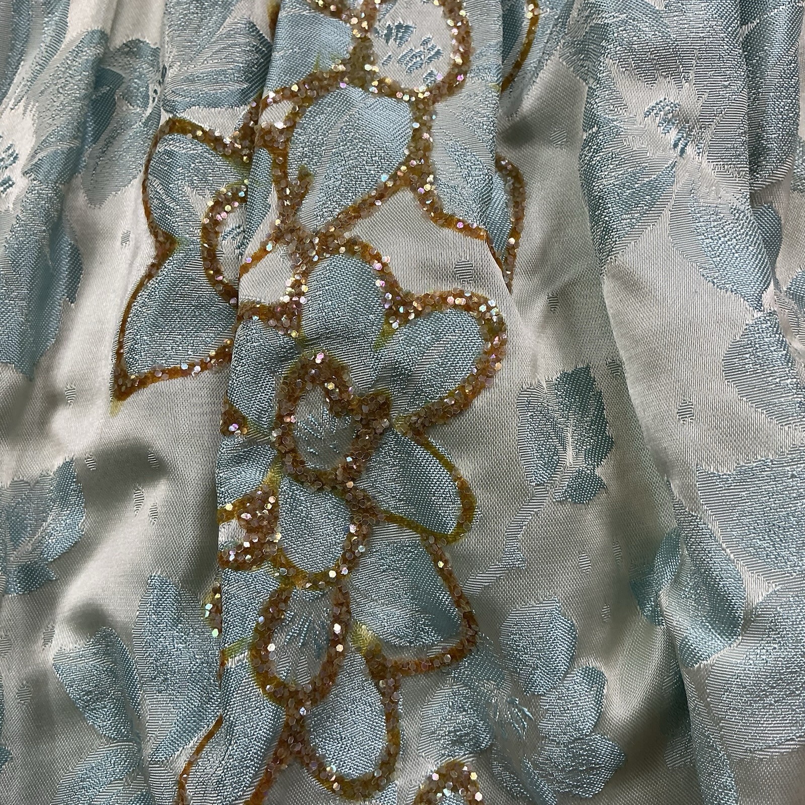 Vintage 1960s MCM sleeveless beaded empire waist floral appliqué gown SZ Small
