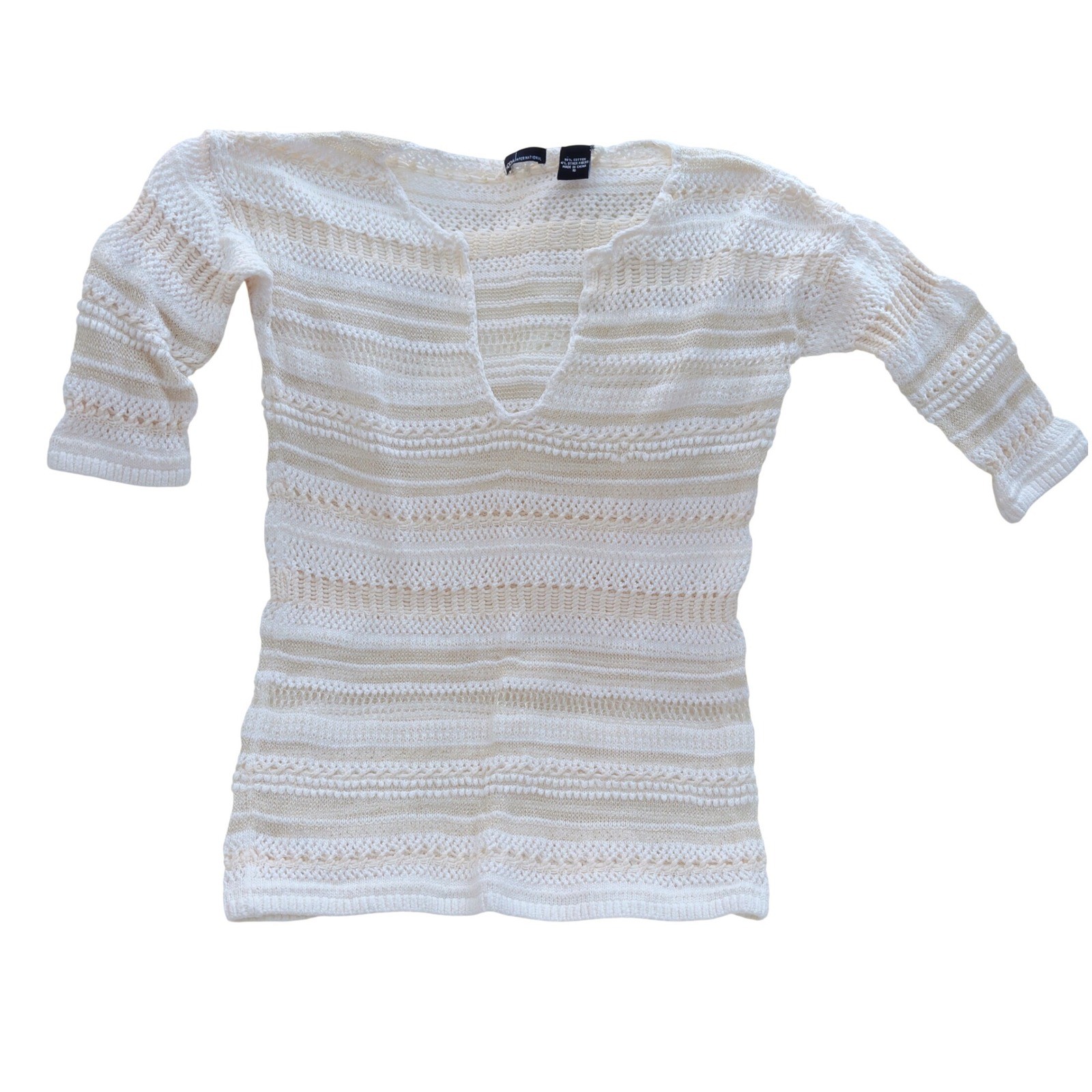 Vintage Victoria’s Secret Moda Intl Cream Knit Sweater Womens S Boho Y2K