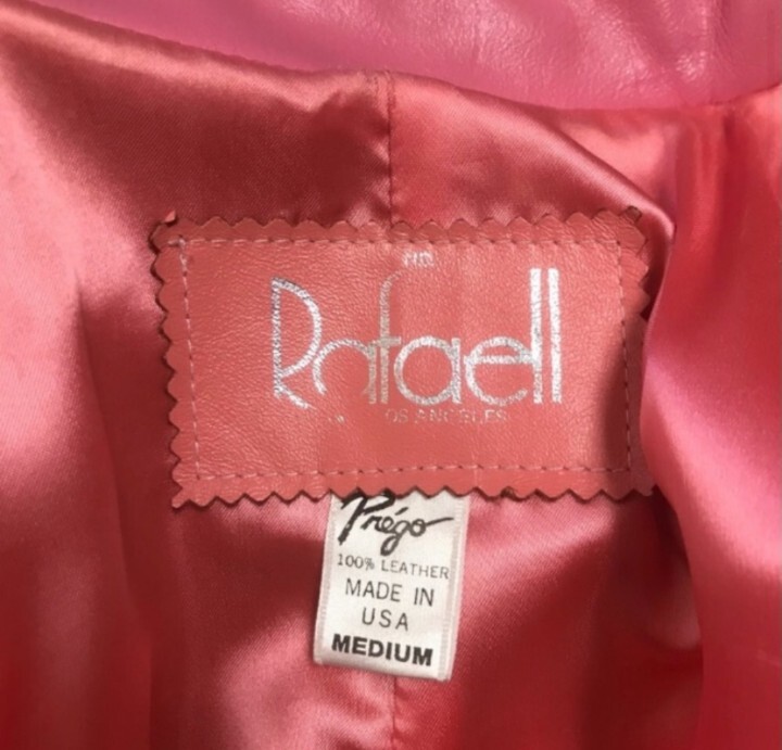 Pink Leather 1980’s Car Coat Length Dolman Sleeves Excellent Condition by Rafael