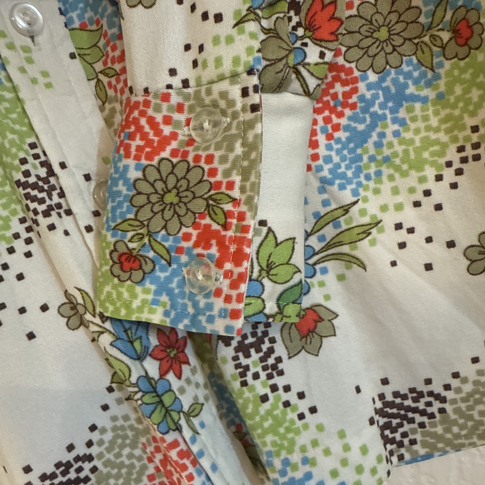 Robert Firenze Butterfly Collar Blouse Small – Floral Geometric Print Nylon NWOT