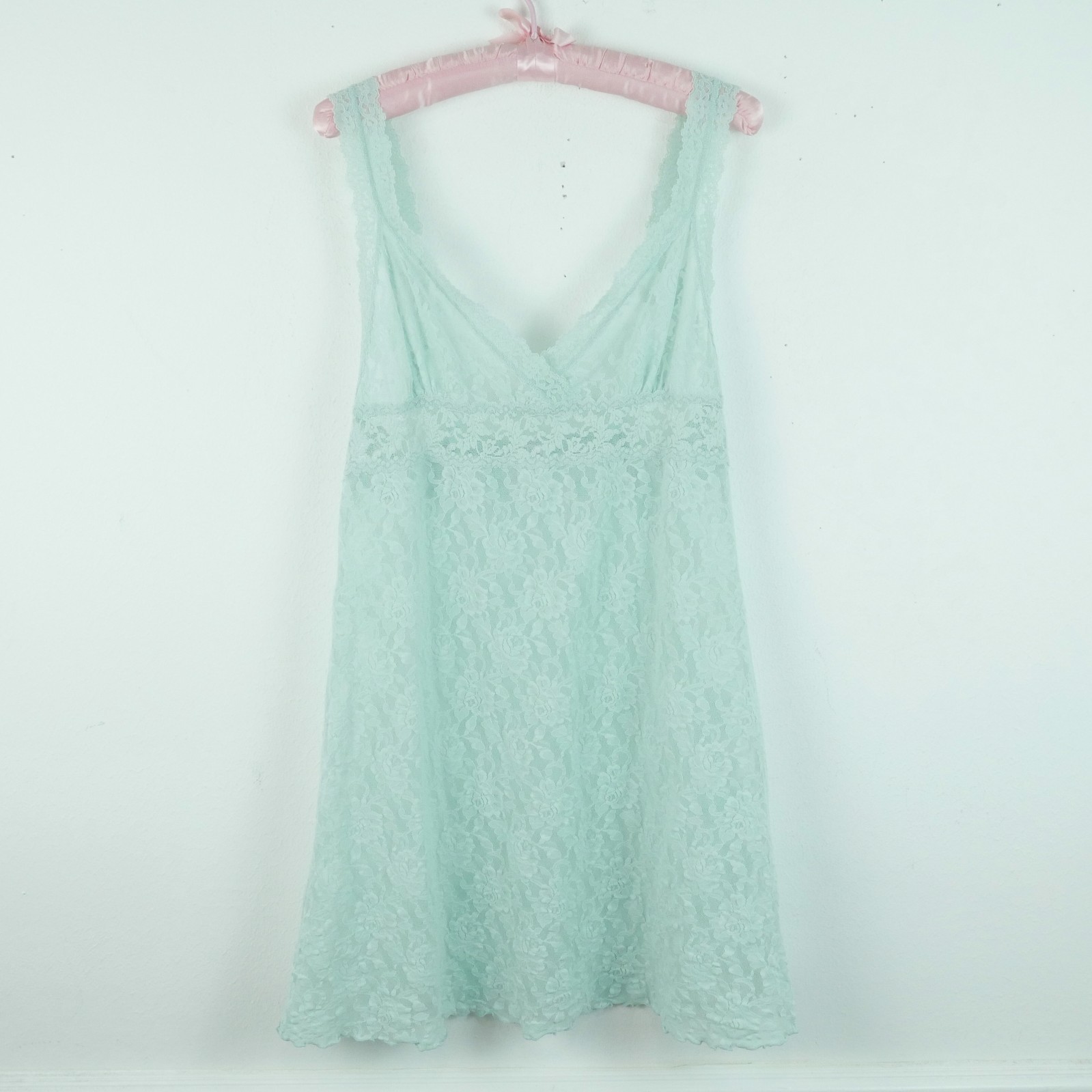 Vintage Hanky Panky Lace Slipdress L Sheer Nightgown Babydoll Y2K USA Coquette