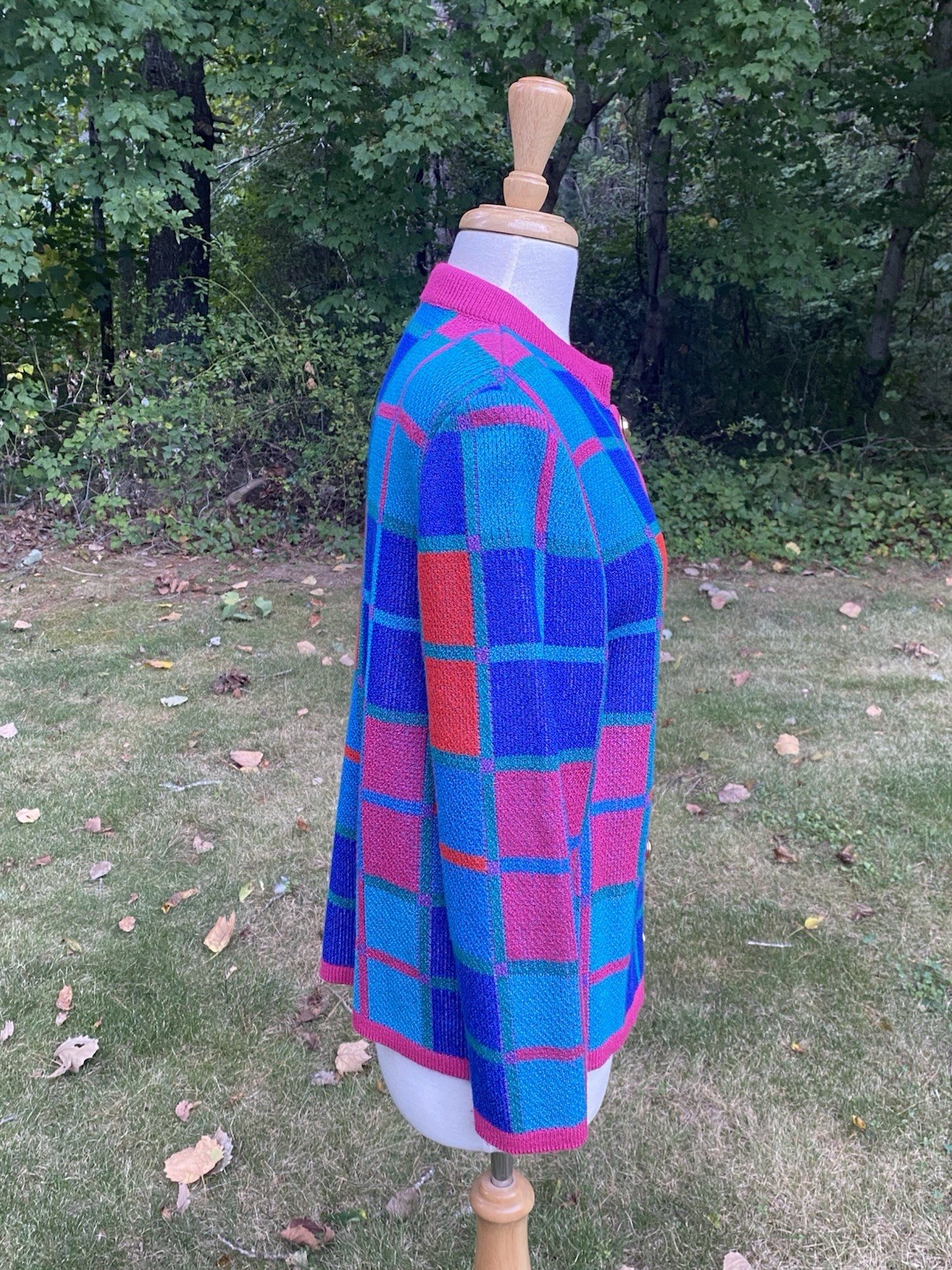Vtg 80s Castlebrook Plaid Cardigan Sweater Size 14 Grandmacore Maximalism USA