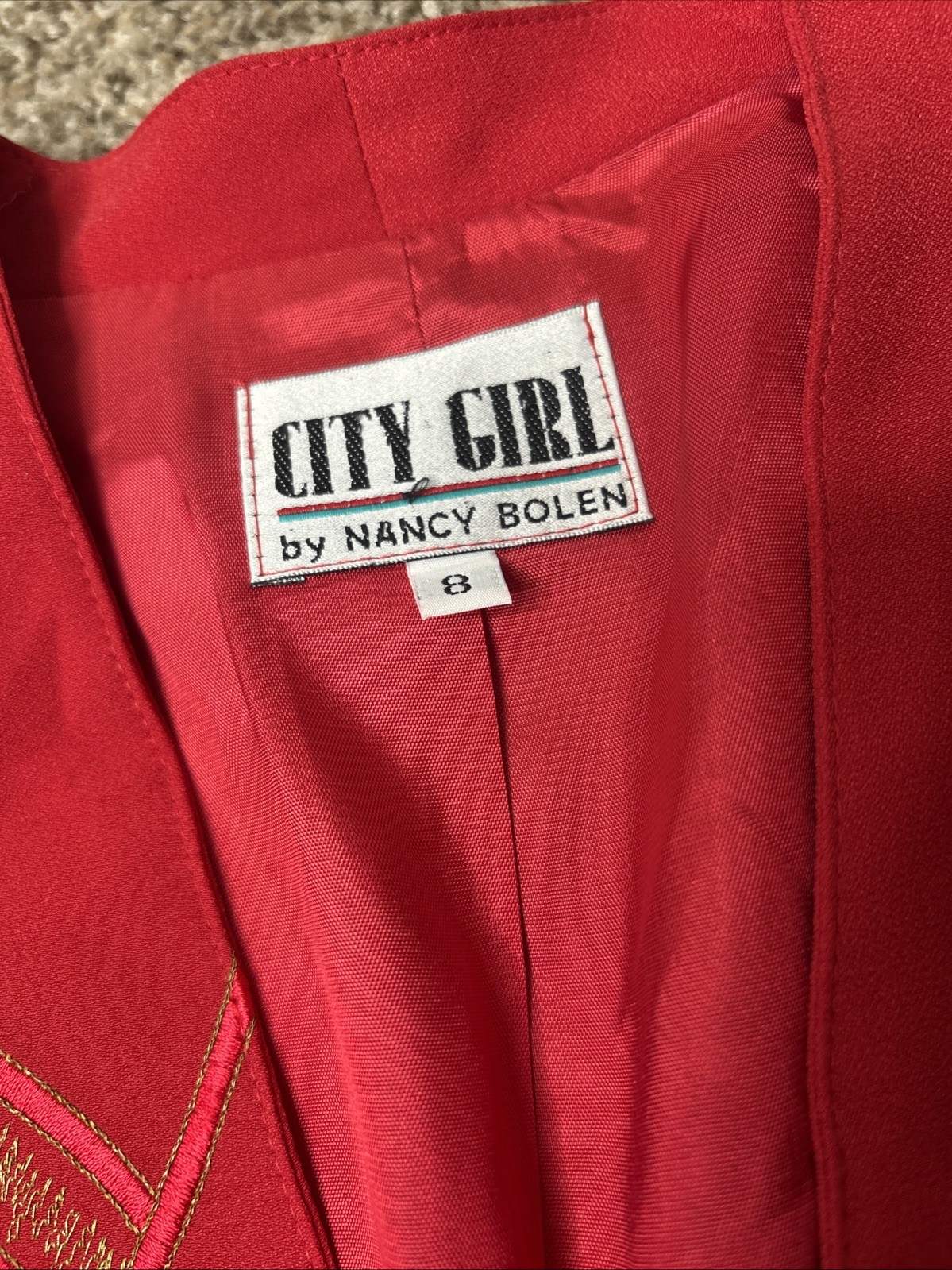 Vtg Nancy Bolen City Girl Embroidered Cropped Blazer Accordion Pleated Sz 8