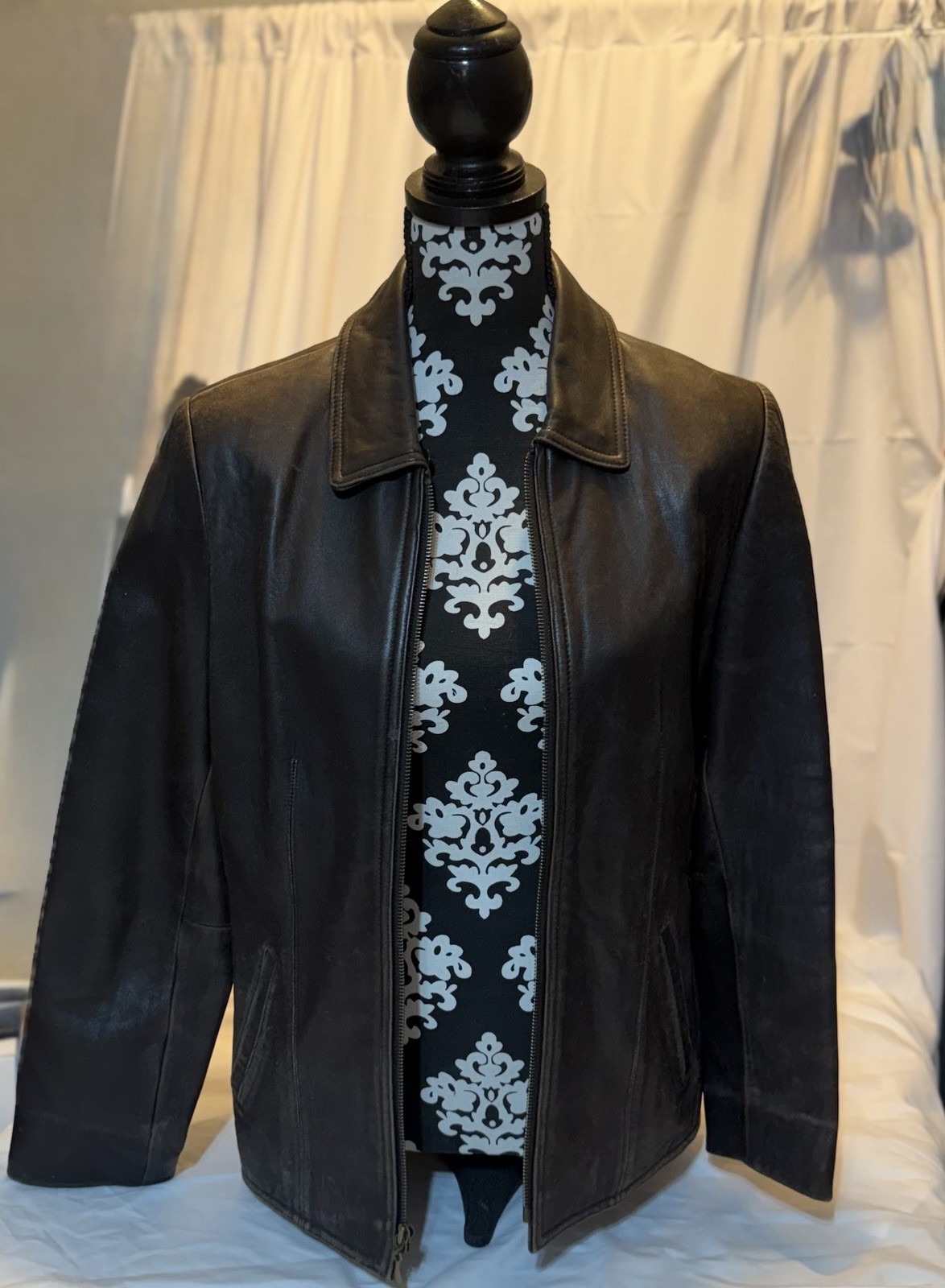 Vintage Lord & Taylor Brown Leather Jacket Size 4 90s Y2K Minimalist Indie Sleek