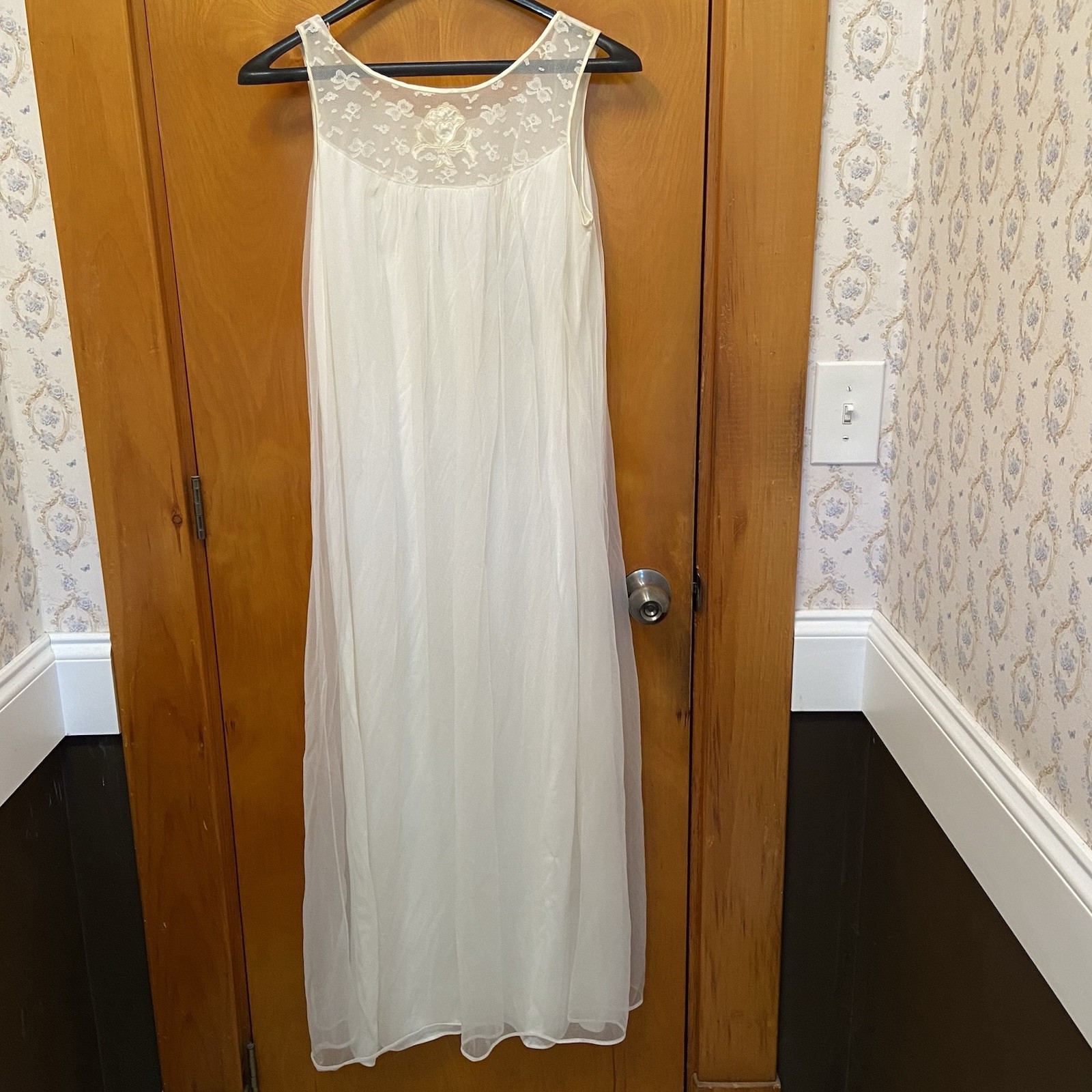 Vintage Sears Nightgown & Sheer Robe Long Size Small 28/30 Bridal Slip Dress