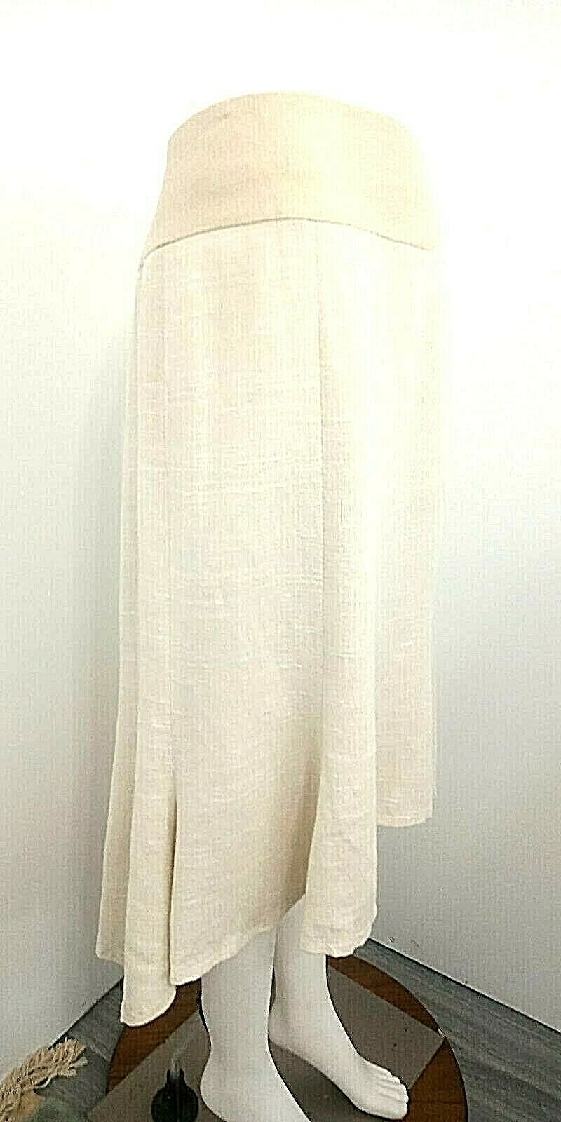 Vintage 1980s NEWPORT NEWS Midi Skirt Women’s 16 Ivory Gold Lurex High Low Flowy
