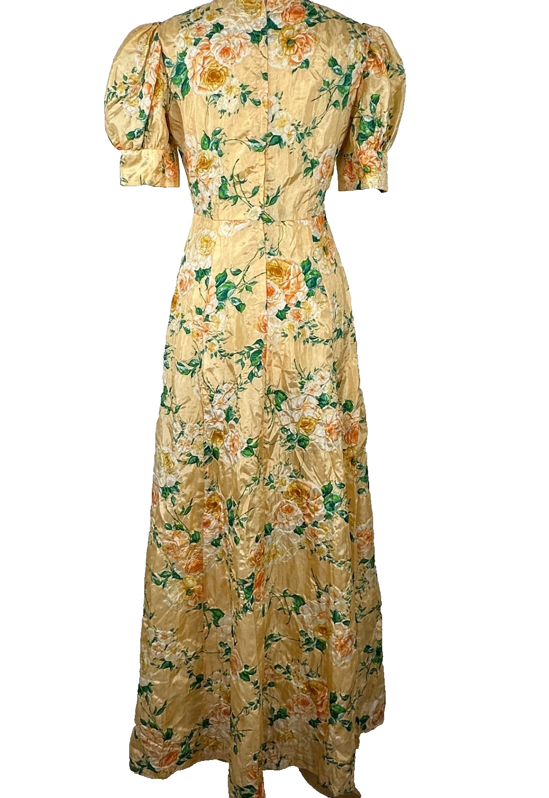 Vintage Specially Handmade By Diane Ringer S-M? Yellow Puffy Sleeve Maxi Dress