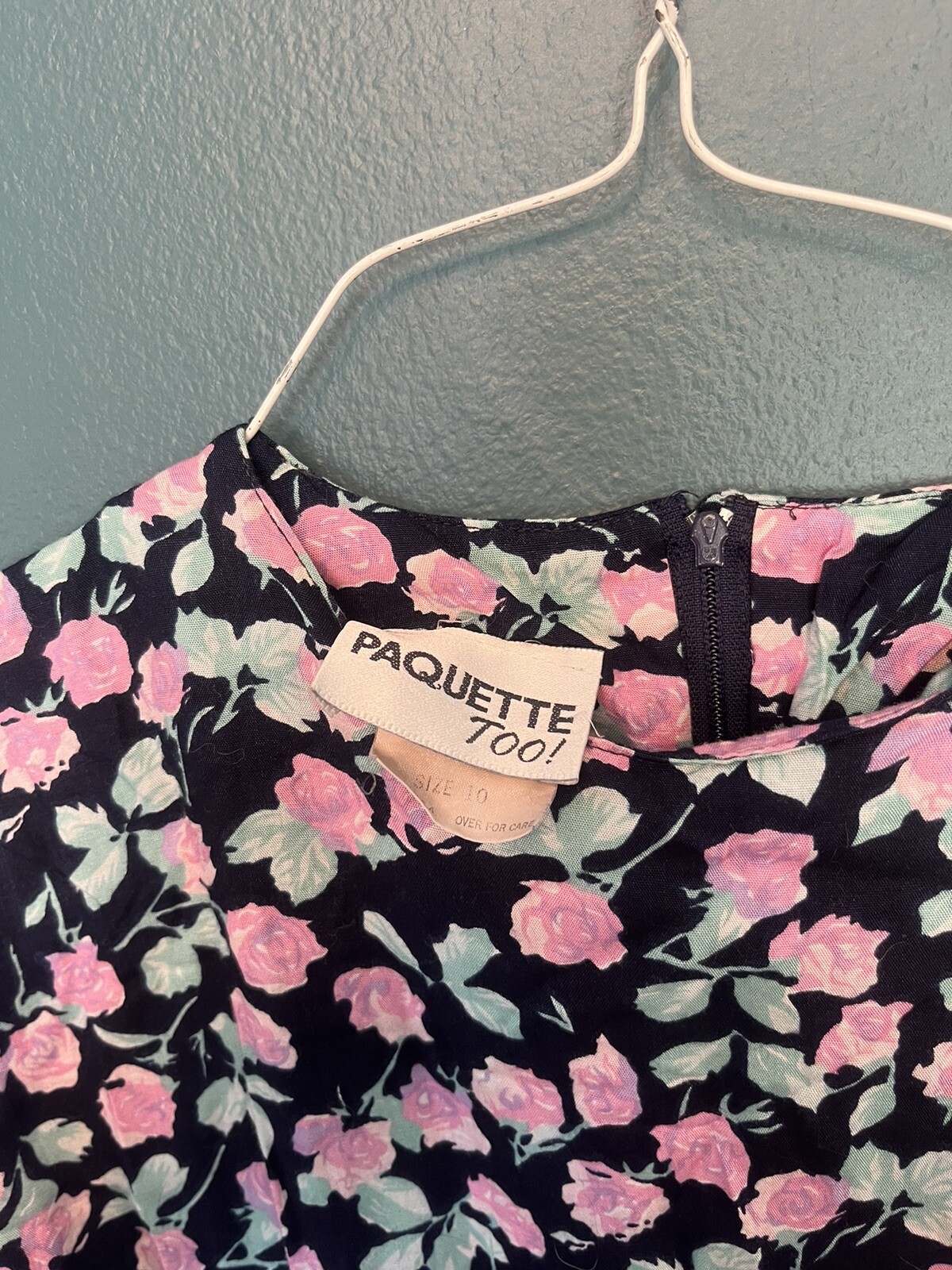 Vintage Paquette Too Long Sleeve Jumpsuit Floral Navy and Pink Size 10