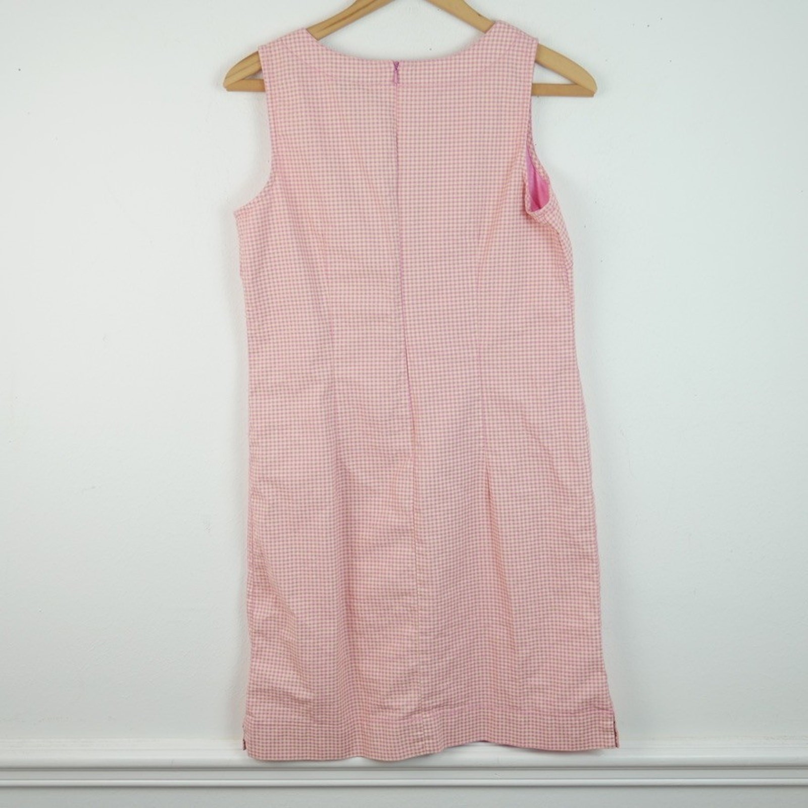 Vintage Gingham Sheath Dress Pink Preppy Cotton Spring 90s Size 6 Country Club