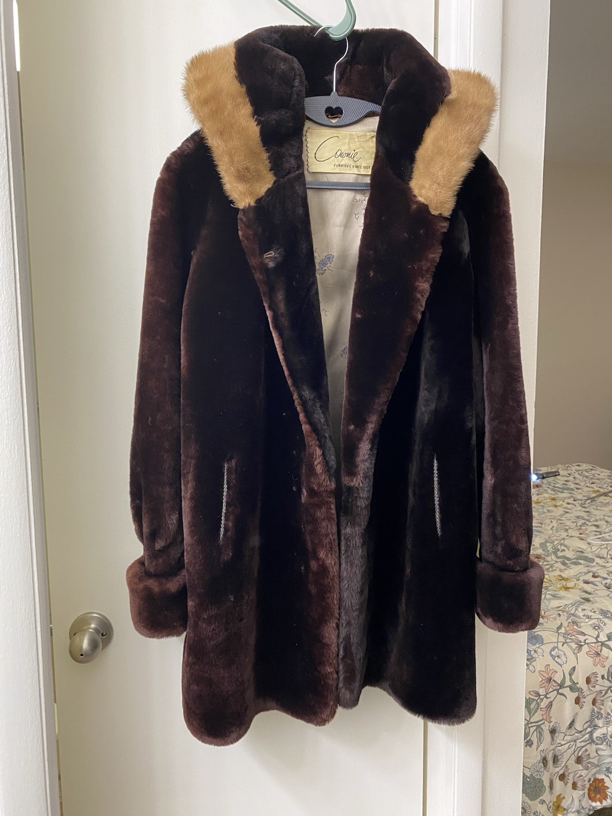 Vintage Nelson Royal Star Mouton Lamb Fur Stroller Mahogany Brown FLA Fox Mink