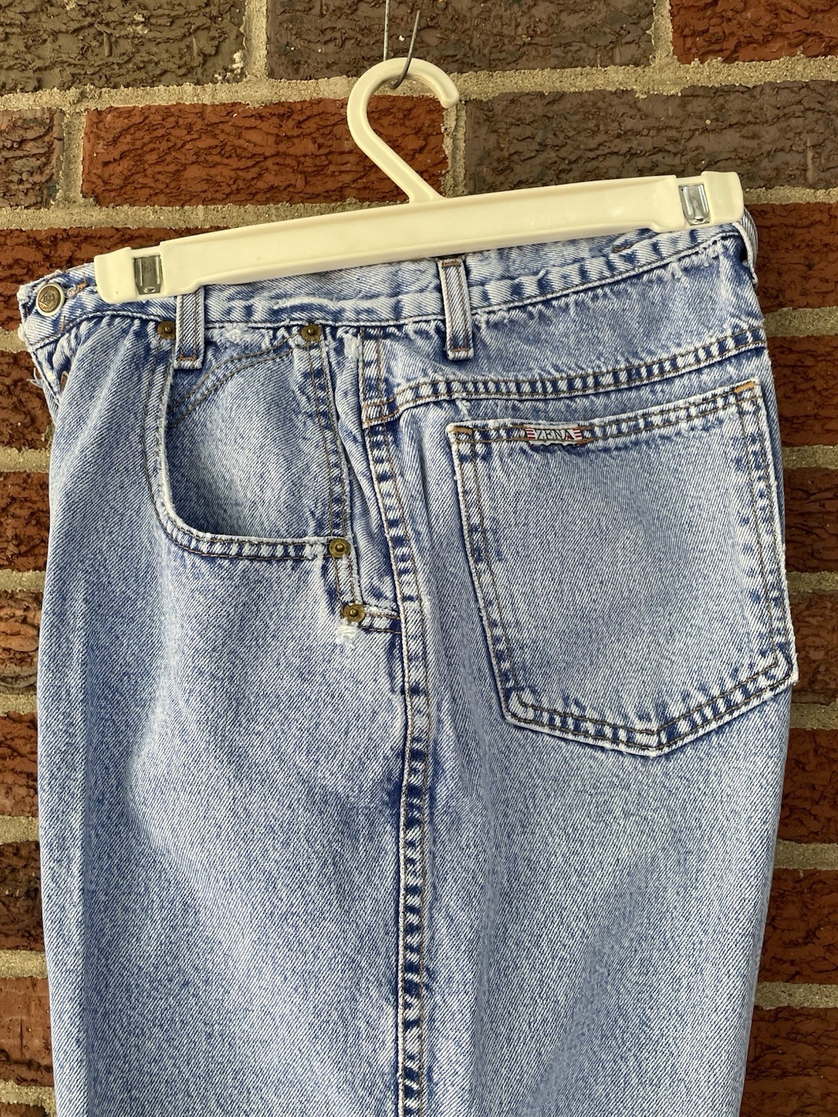 Vintage Zena 90s Y2K High Waist Denim Distressed Tapered Blue Mom Jeans 26 Waist