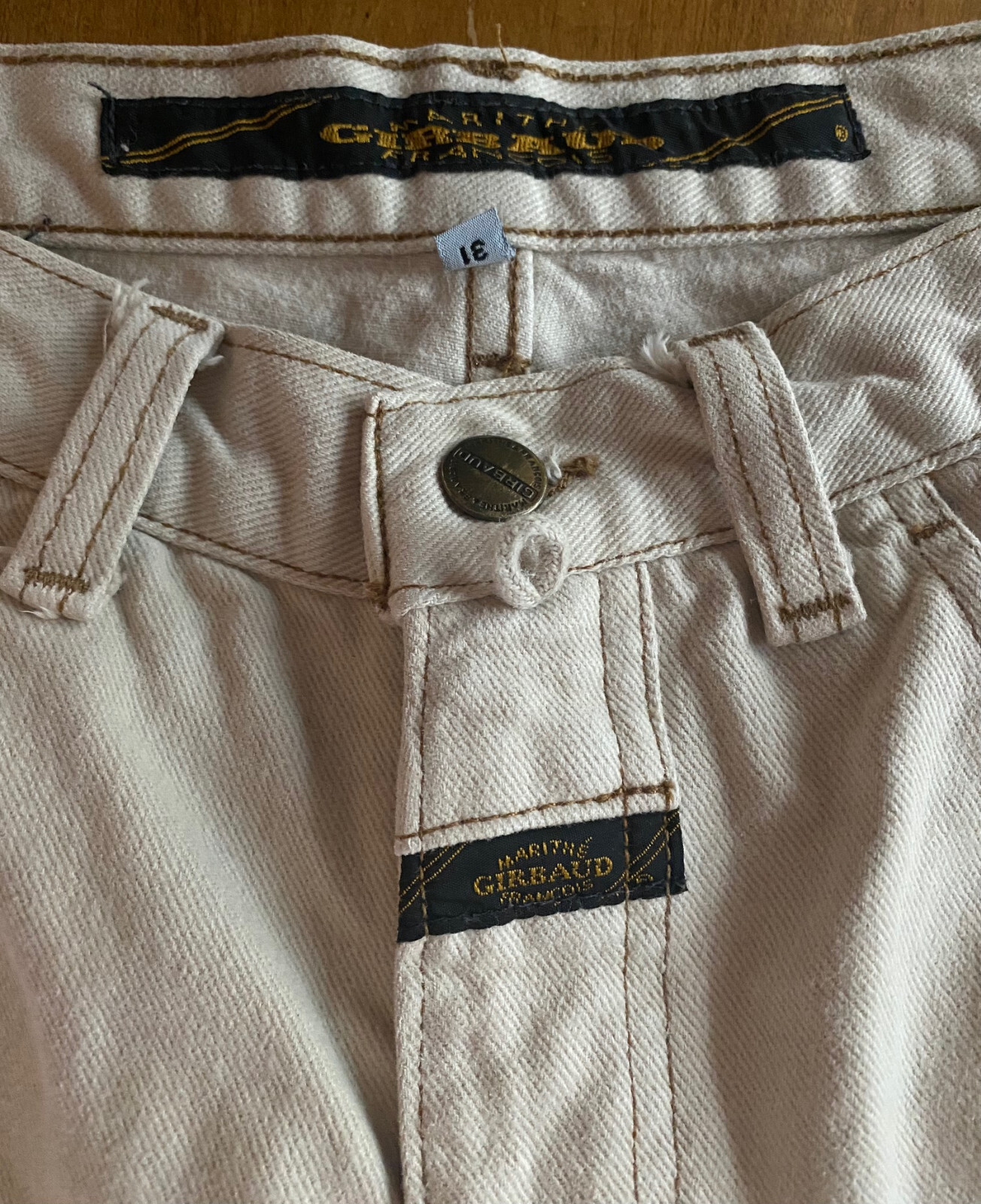Vintage GIRBAUD Jeans from Marithe Francois Girbaud TAN CREAM Size 31