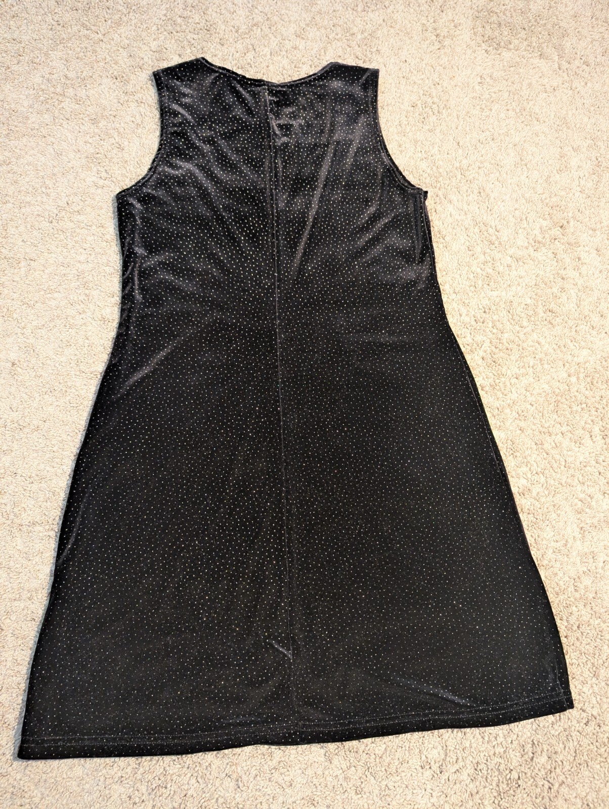 Kathie Lee Minimalist Black Glitter Velvet Midi Party Dress Sz M(9/10)