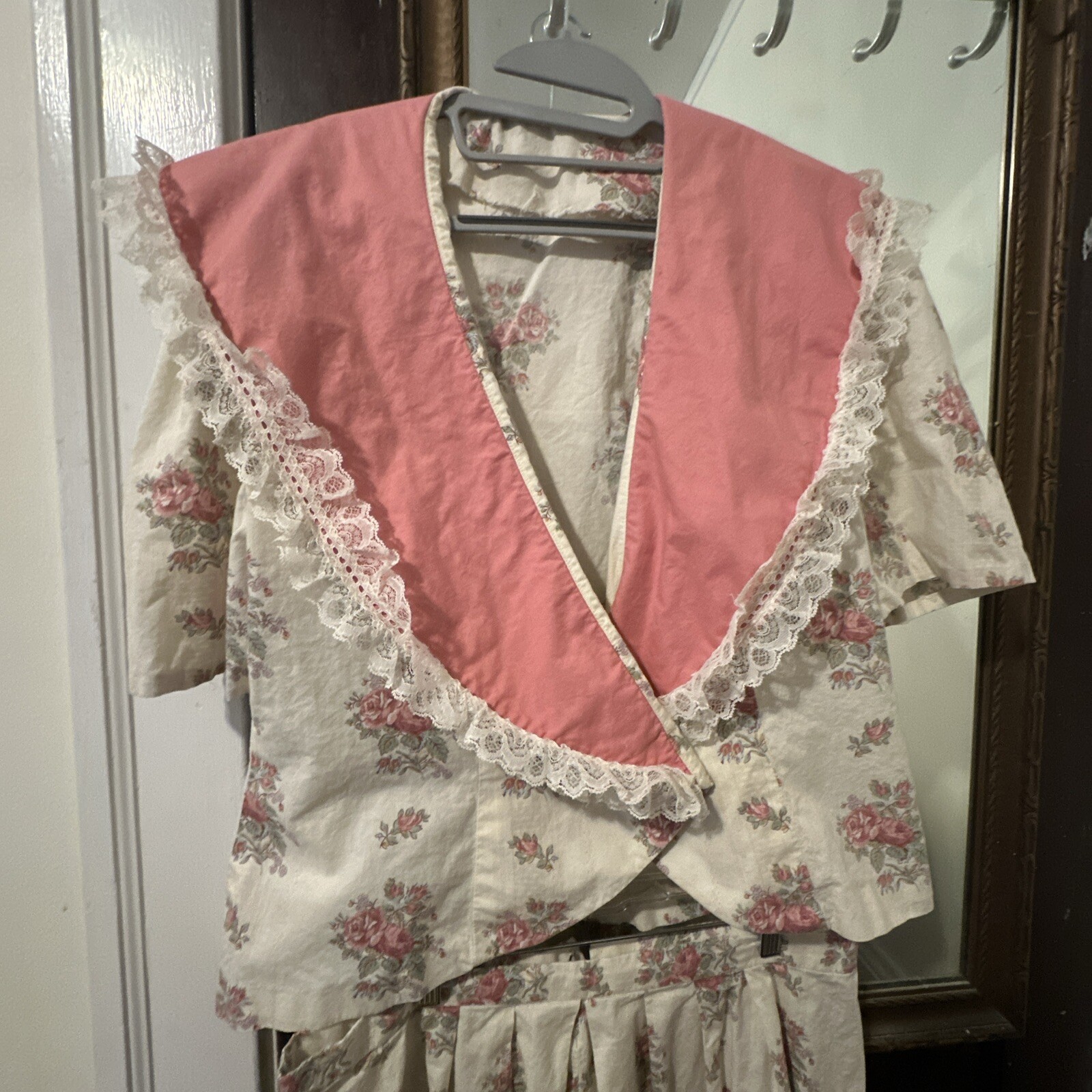 Vintage Skirt & Blazer Set 1X 14/16 Cream Floral Cottagecore Retro Feminine